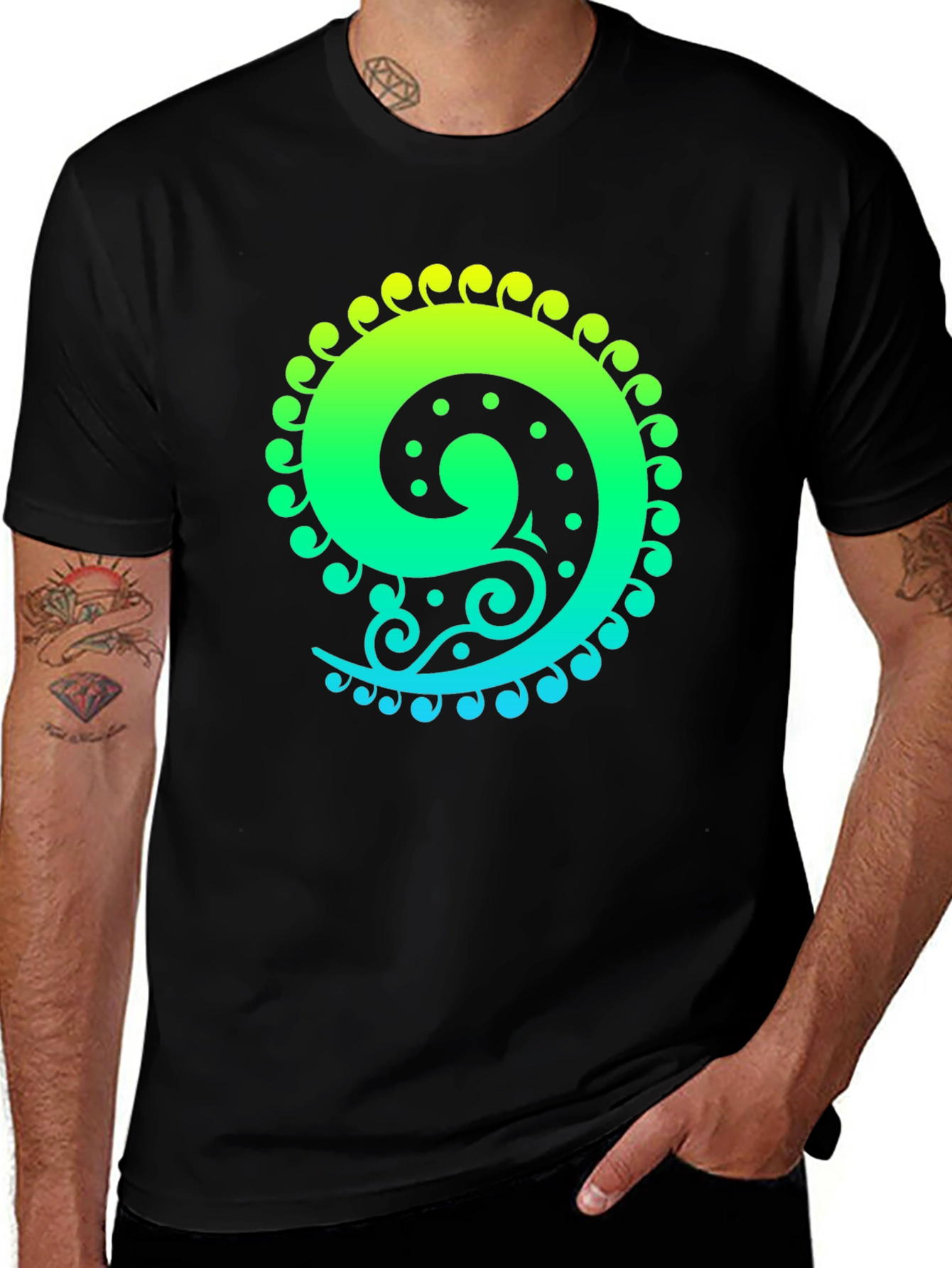 Spiral Graphic Tee - Black Cotton Blend