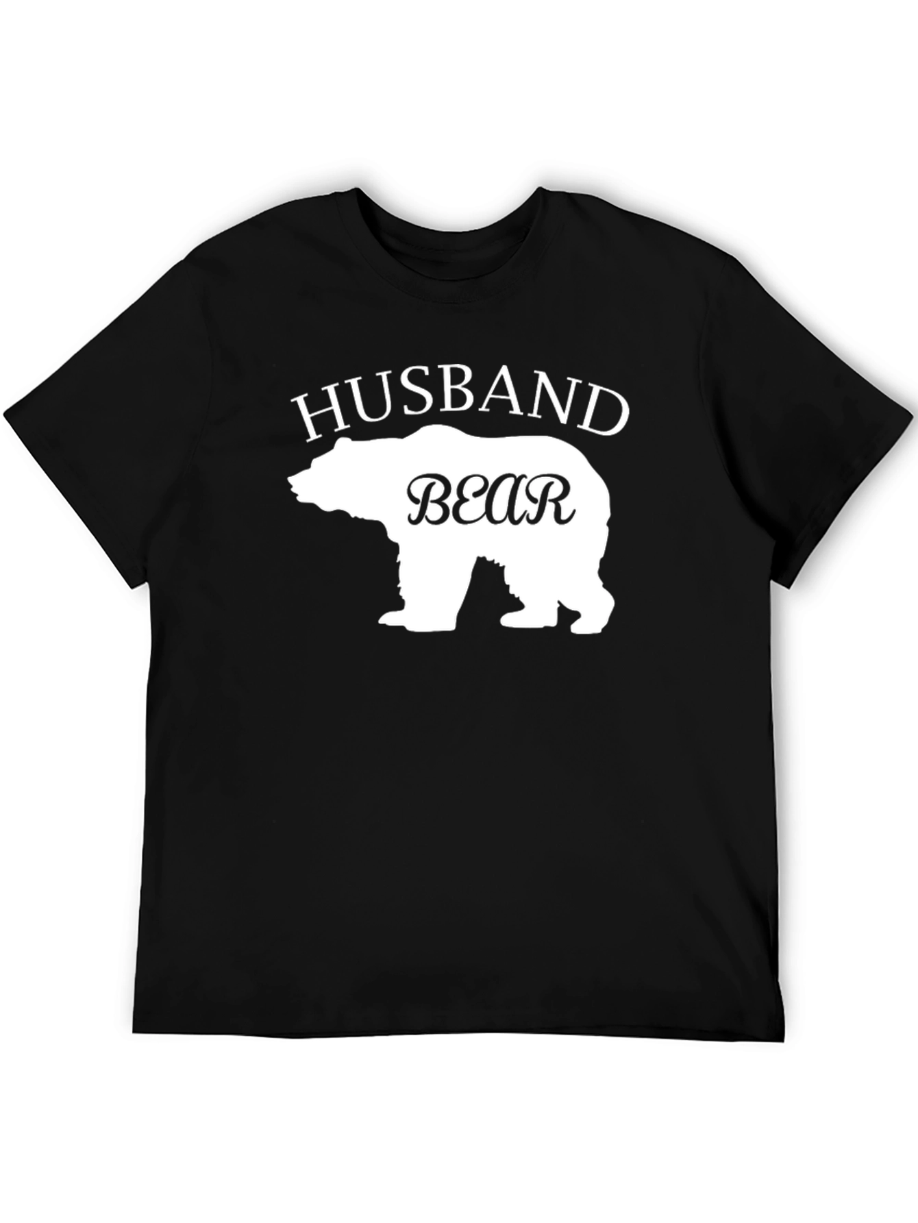 Husband Bear Graphic Tee - Black Cotton Blend