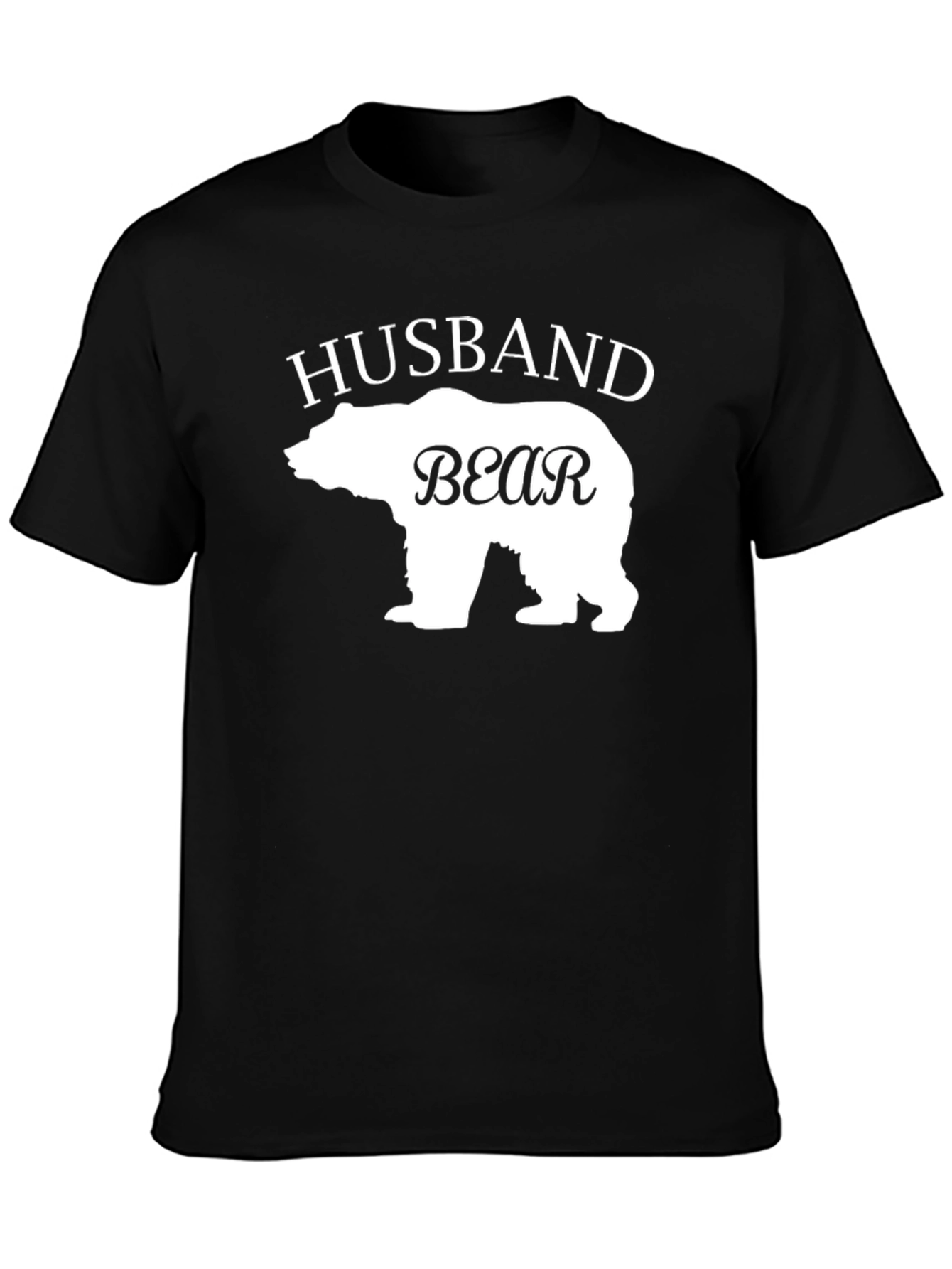 Husband Bear Graphic Tee - Black Cotton Blend