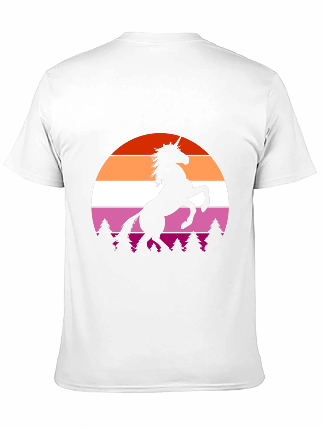 Lesbian Pride Sunset Unicorn Black T-Shirt