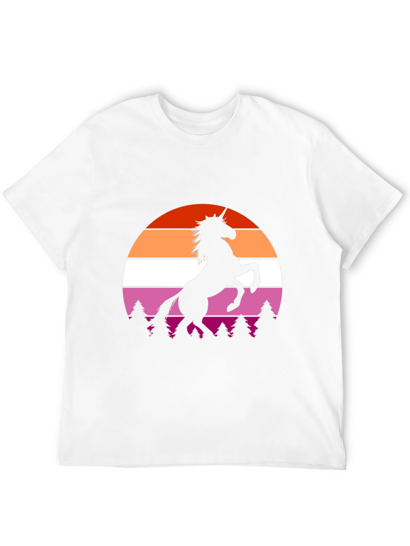 Lesbian Pride Sunset Unicorn Black T-Shirt