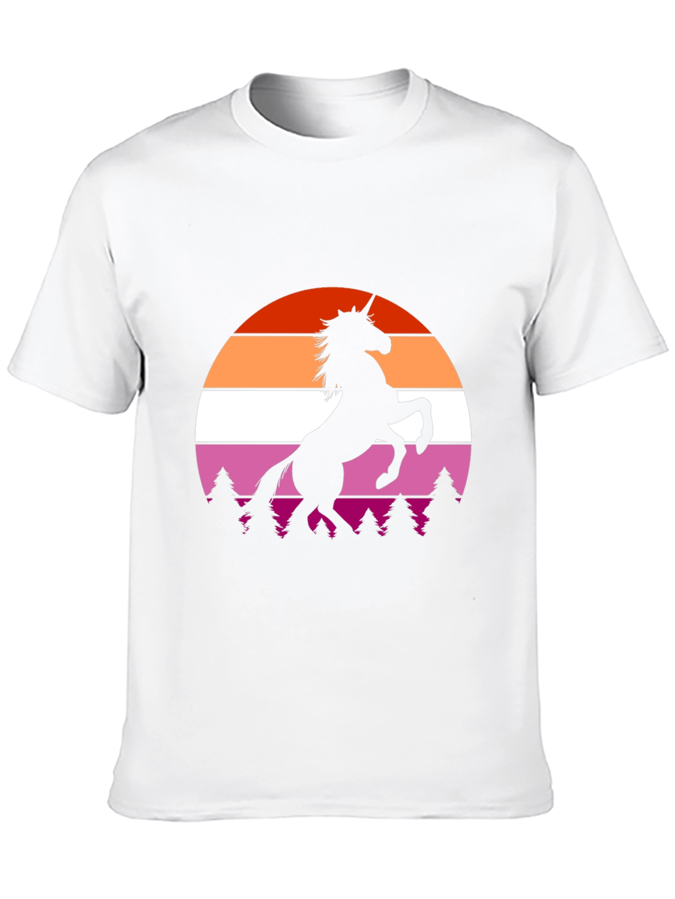 Lesbian Pride Sunset Unicorn Black T-Shirt