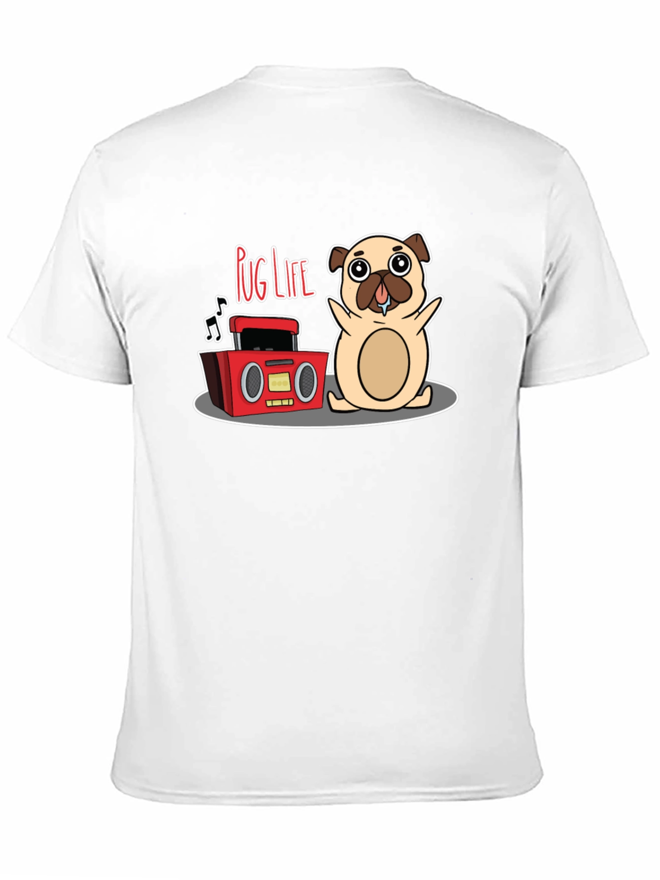 Pug Life Black T-Shirt - Music Loving Pug Design
