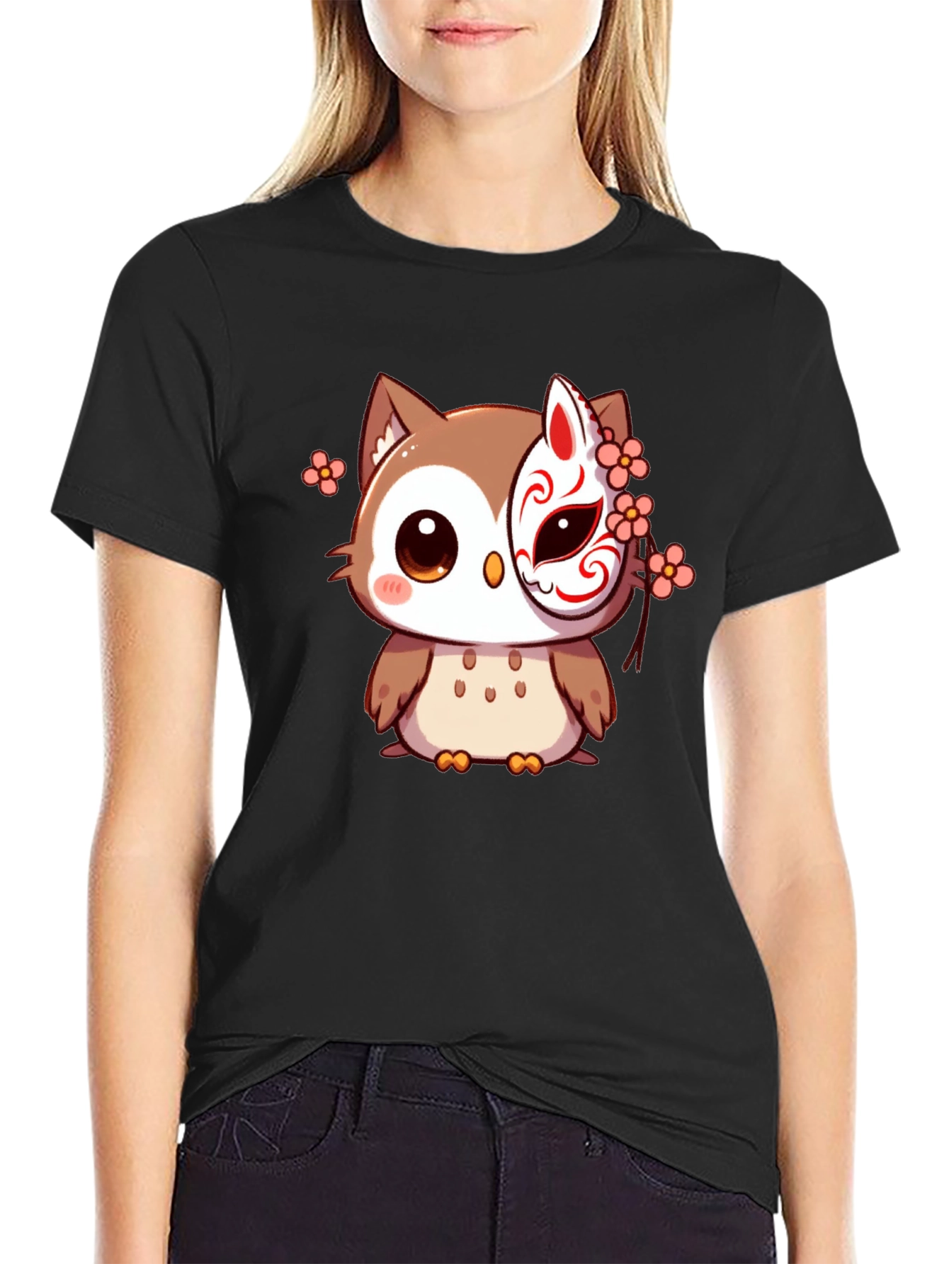 Owl Mask Black T-Shirt - Anime Style