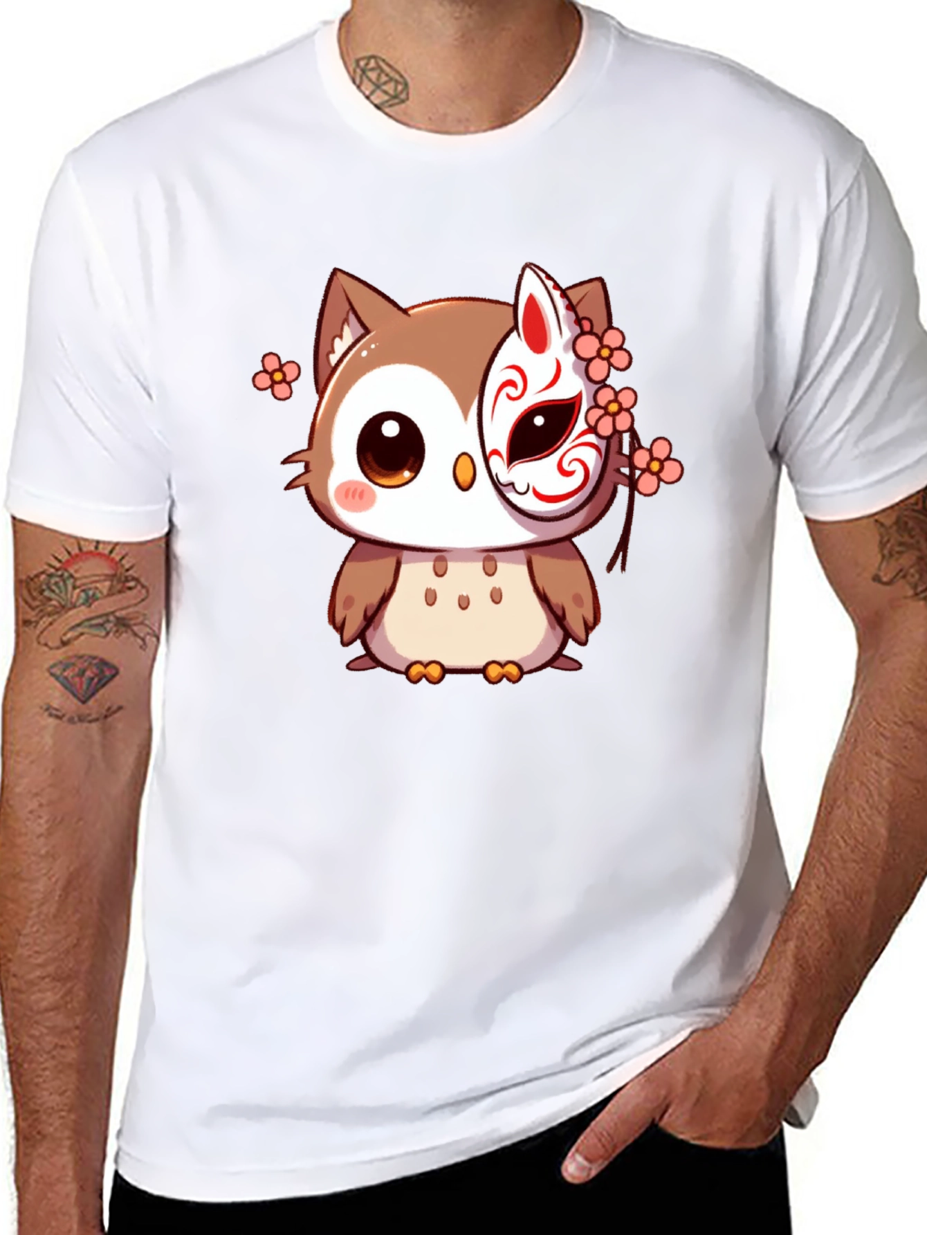 Owl Mask Black T-Shirt - Anime Style