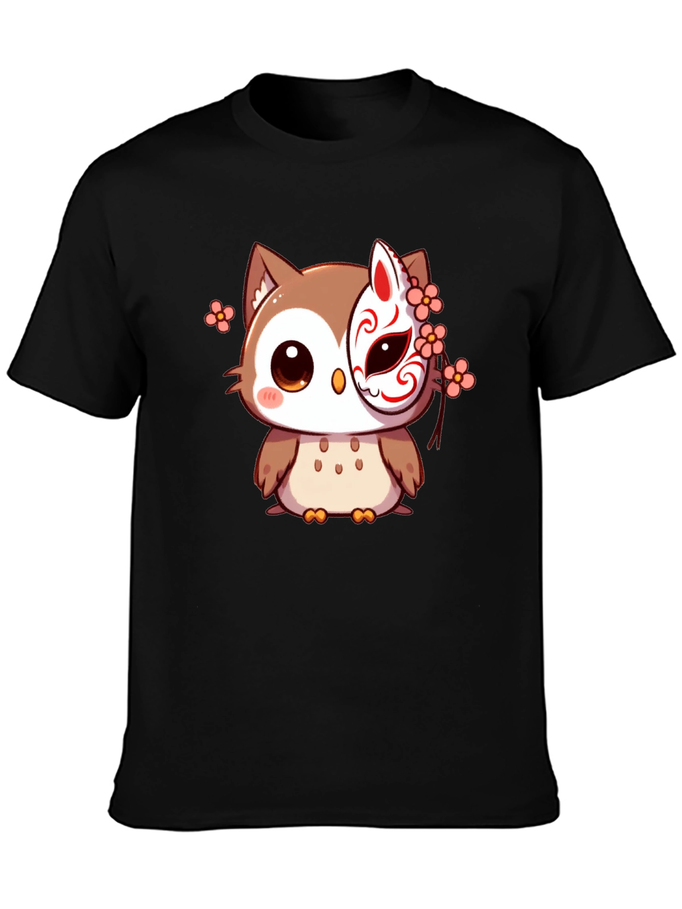 Owl Mask Black T-Shirt - Anime Style