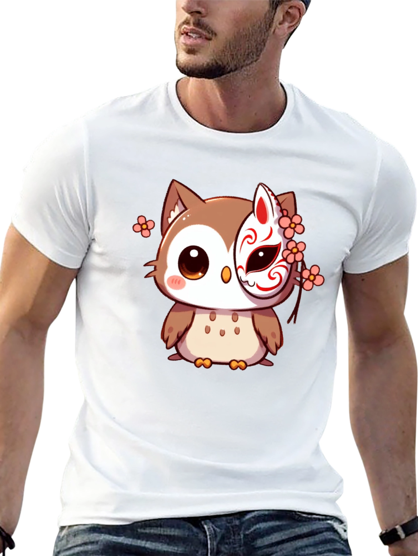 Owl Mask Black T-Shirt - Anime Style