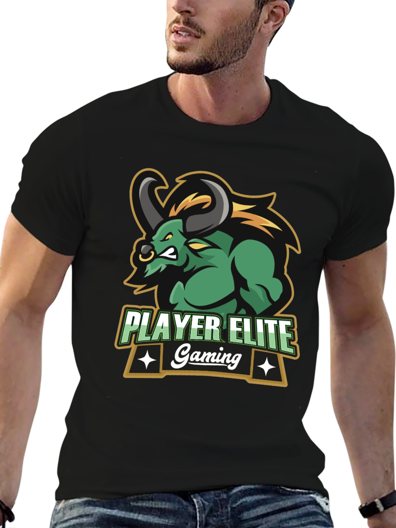 Player Elite Gaming T-Shirt - Black Bull Logo Tee