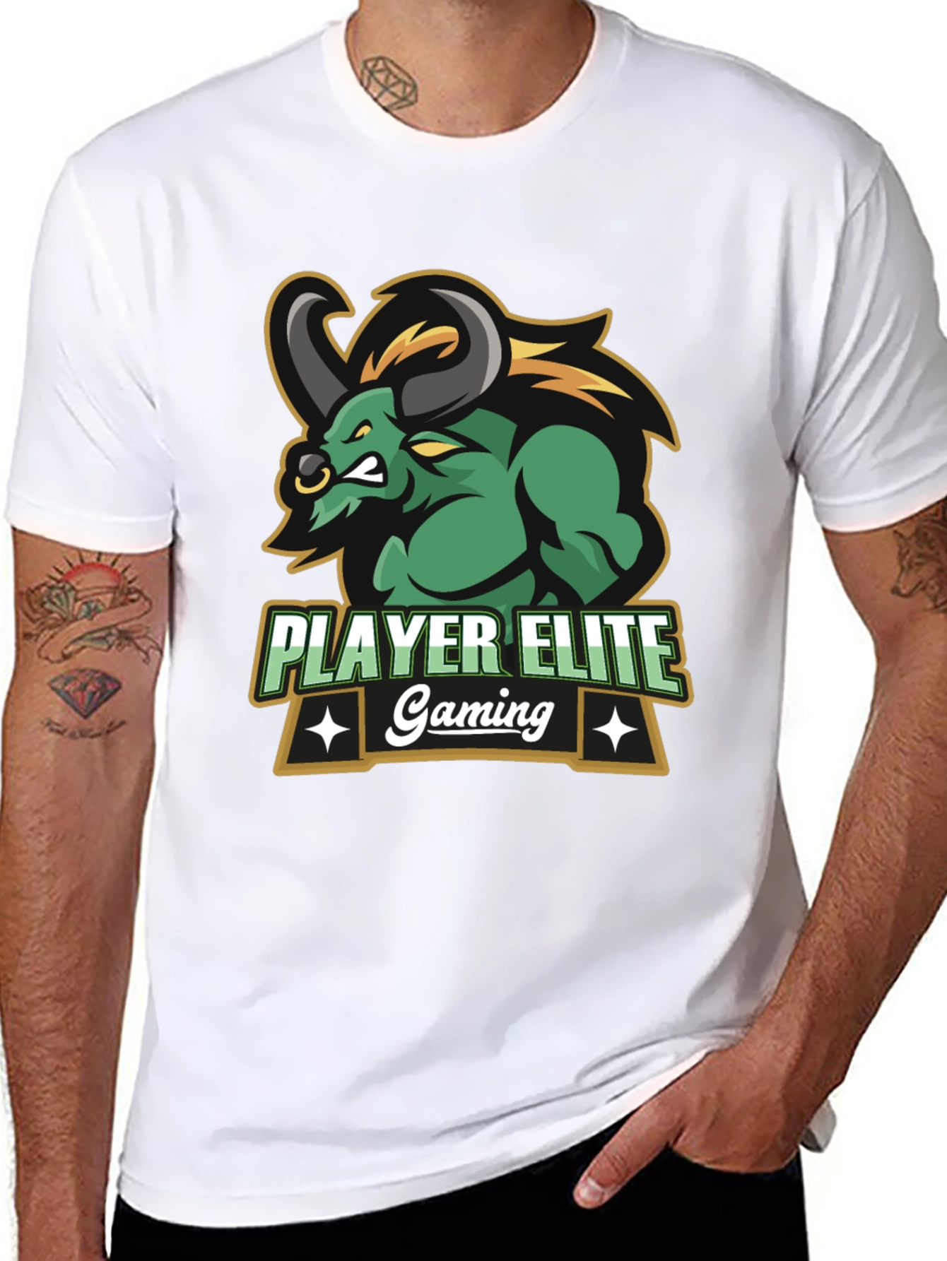 Player Elite Gaming T-Shirt - Black Bull Logo Tee
