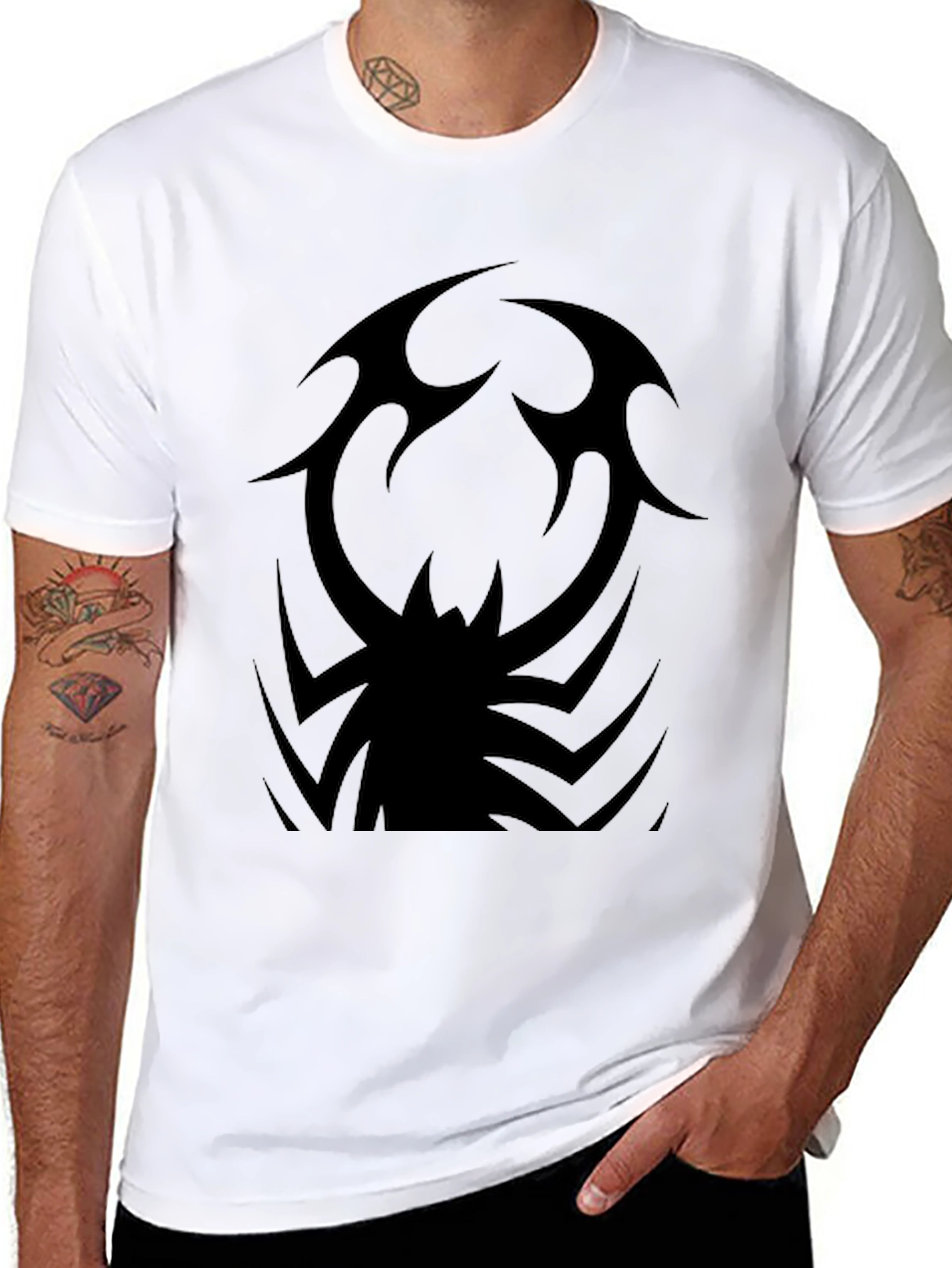 Mens Black Tribal Spider Graphic Tee