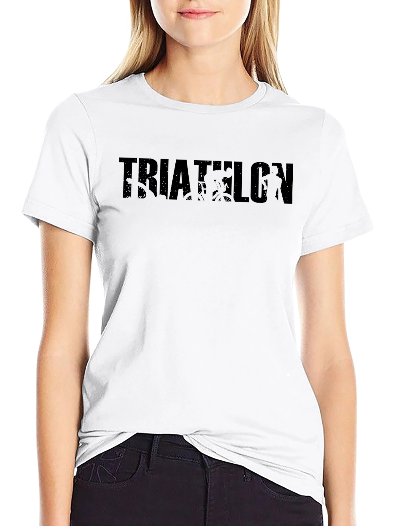 Triathlon Athlete Black Graphic T-Shirt