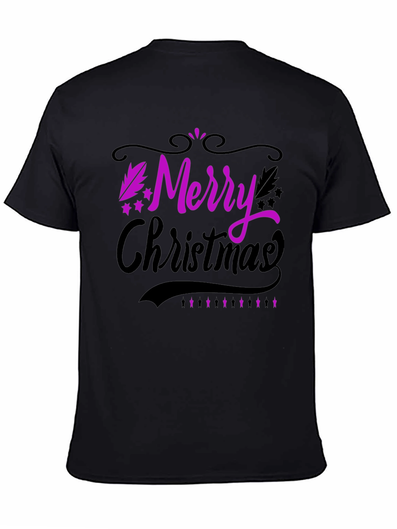 Merry Christmas Black T-Shirt Holiday Tee