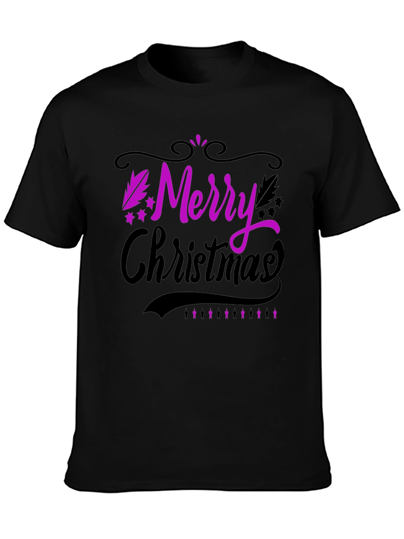 Merry Christmas Black T-Shirt Holiday Tee