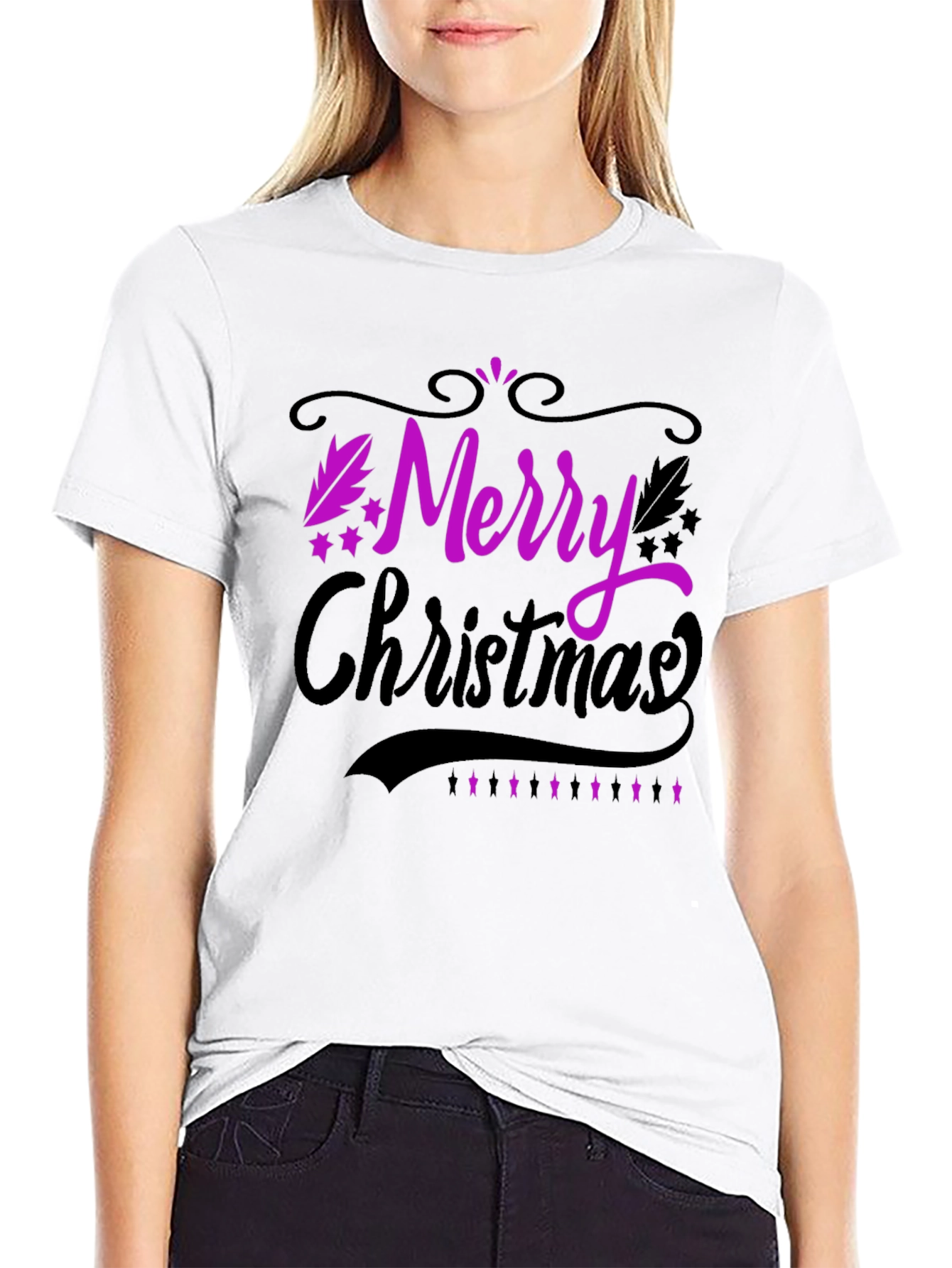 Merry Christmas Black T-Shirt Holiday Tee