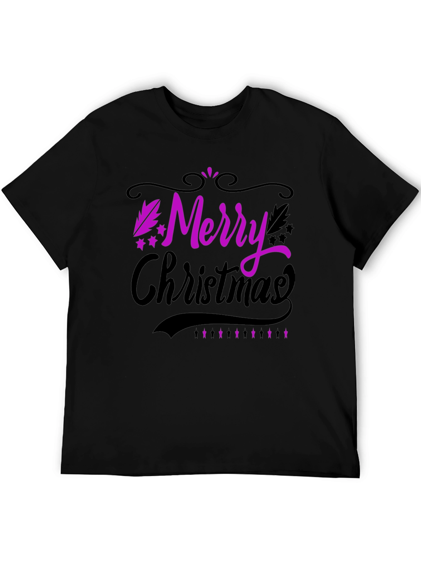 Merry Christmas Black T-Shirt Holiday Tee