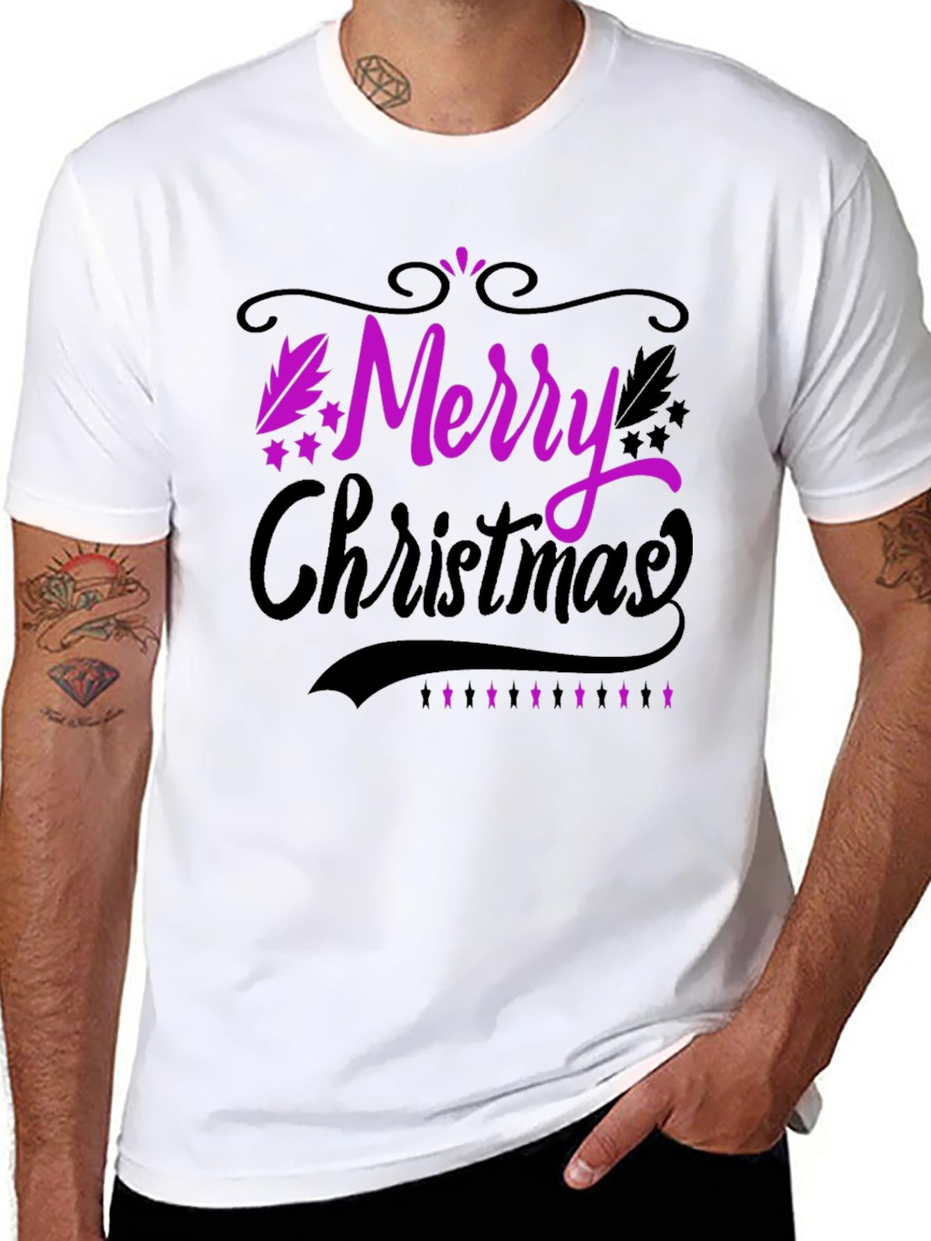 Merry Christmas Black T-Shirt Holiday Tee