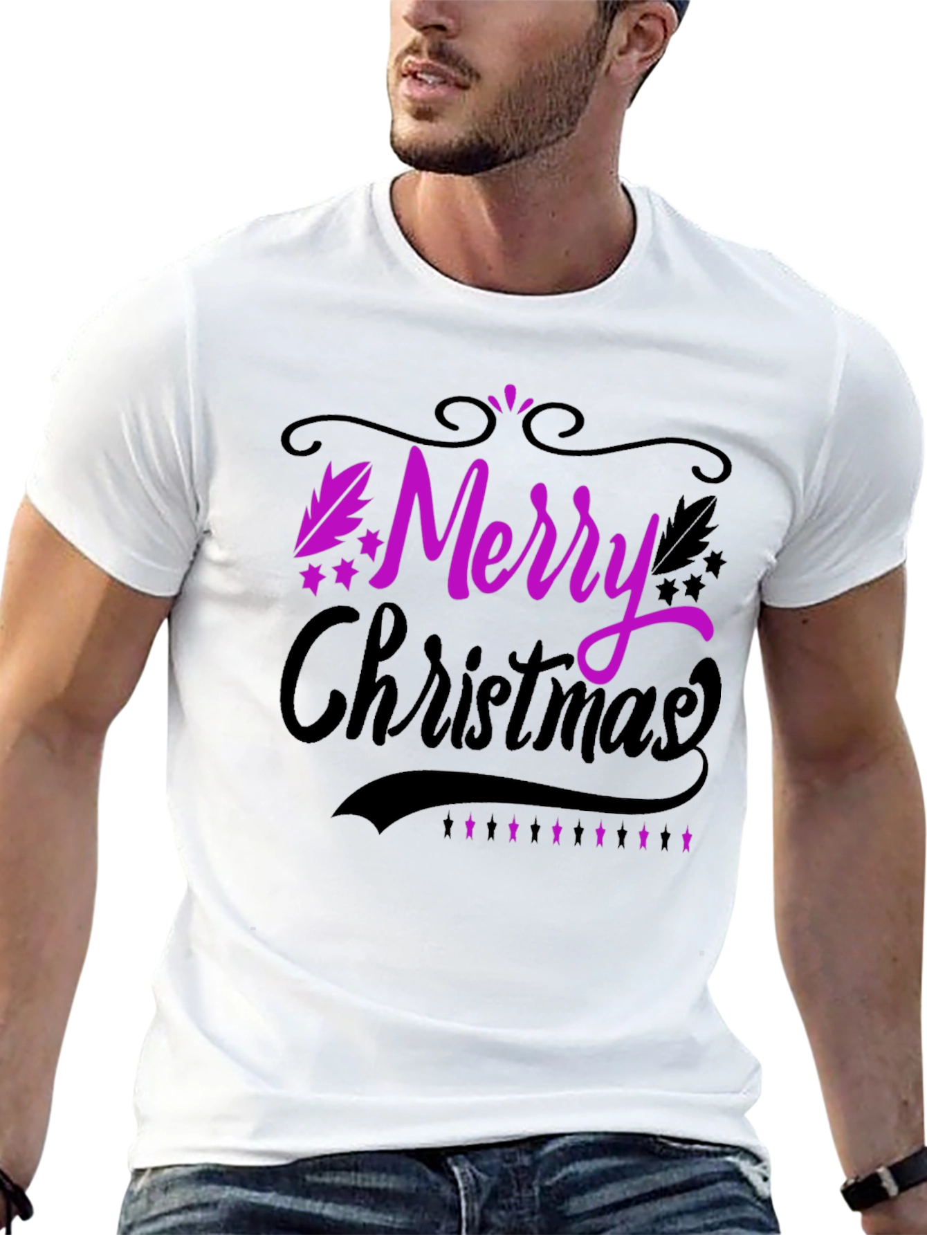 Merry Christmas Black T-Shirt Holiday Tee