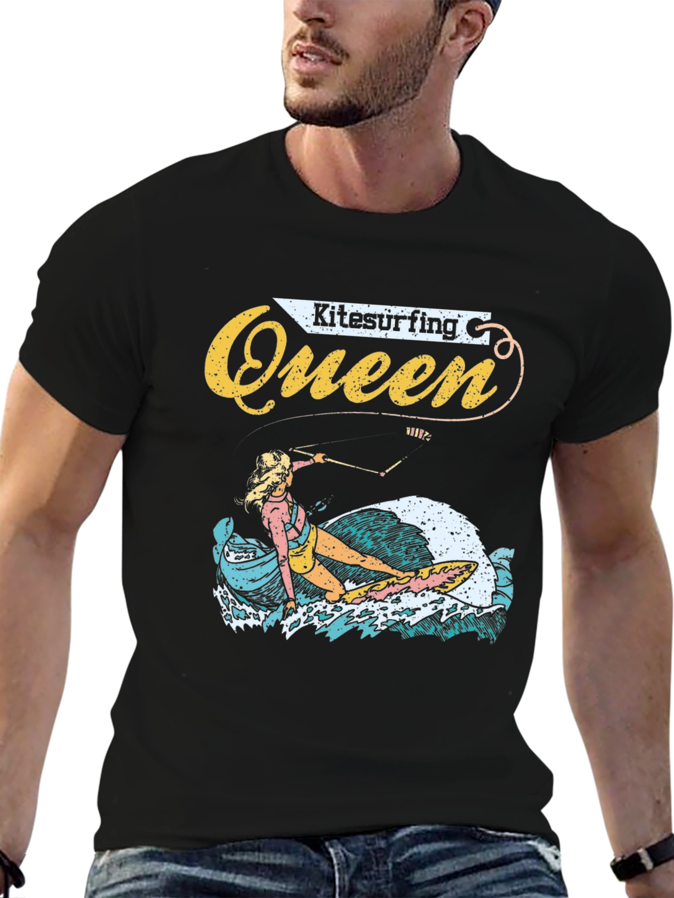 Kitesurfing Queen Graphic Tee - Black Unisex T-Shirt