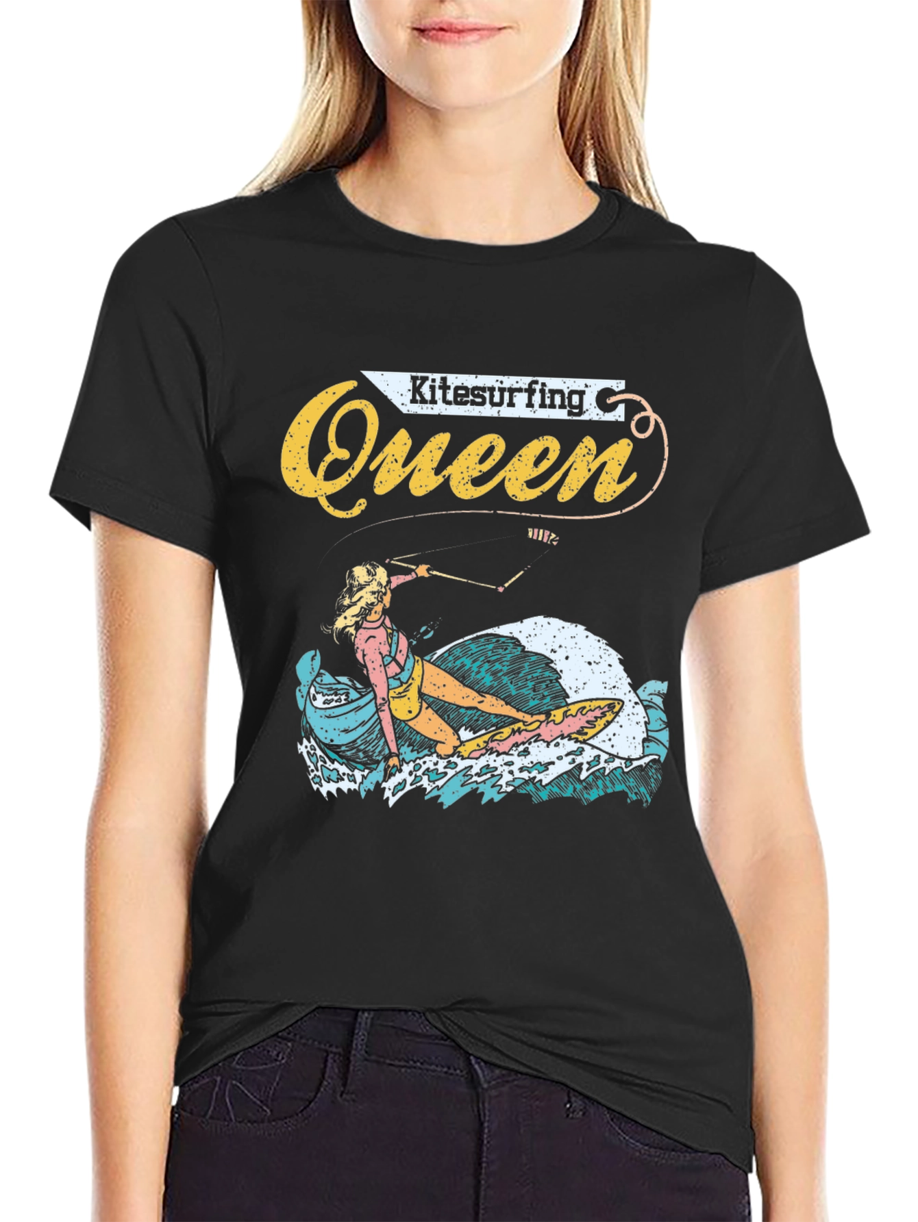 Kitesurfing Queen Graphic Tee - Black Unisex T-Shirt