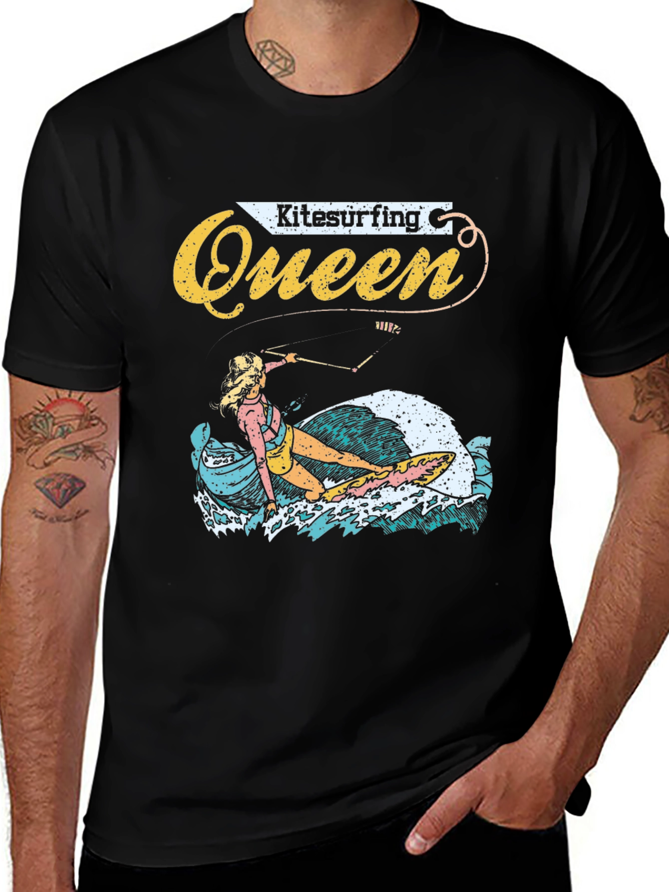 Kitesurfing Queen Graphic Tee - Black Unisex T-Shirt