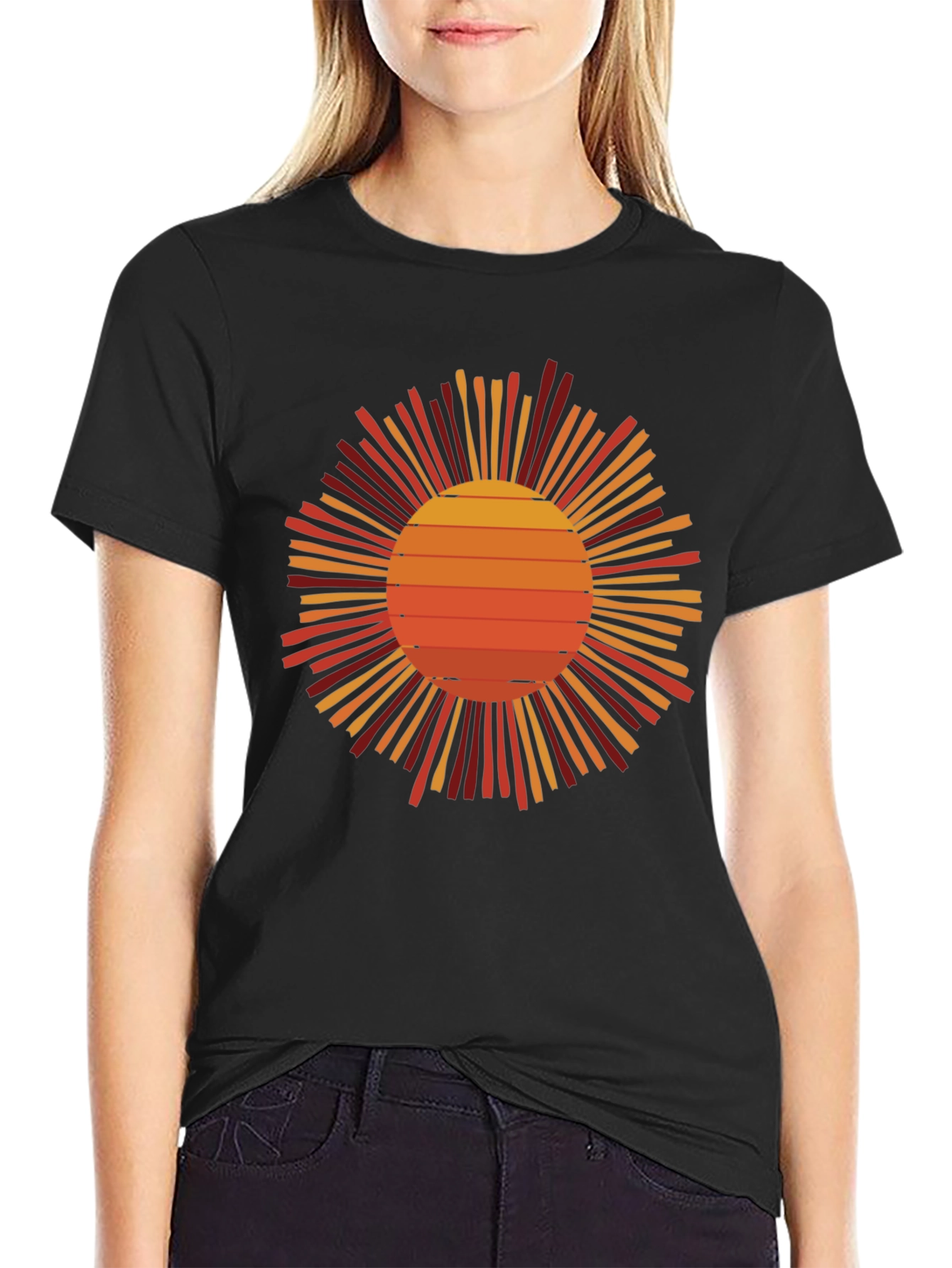 Retro Sunset Graphic Tee - Black