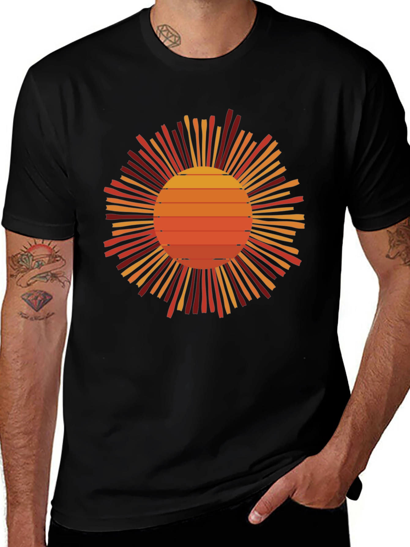 Retro Sunset Graphic Tee - Black