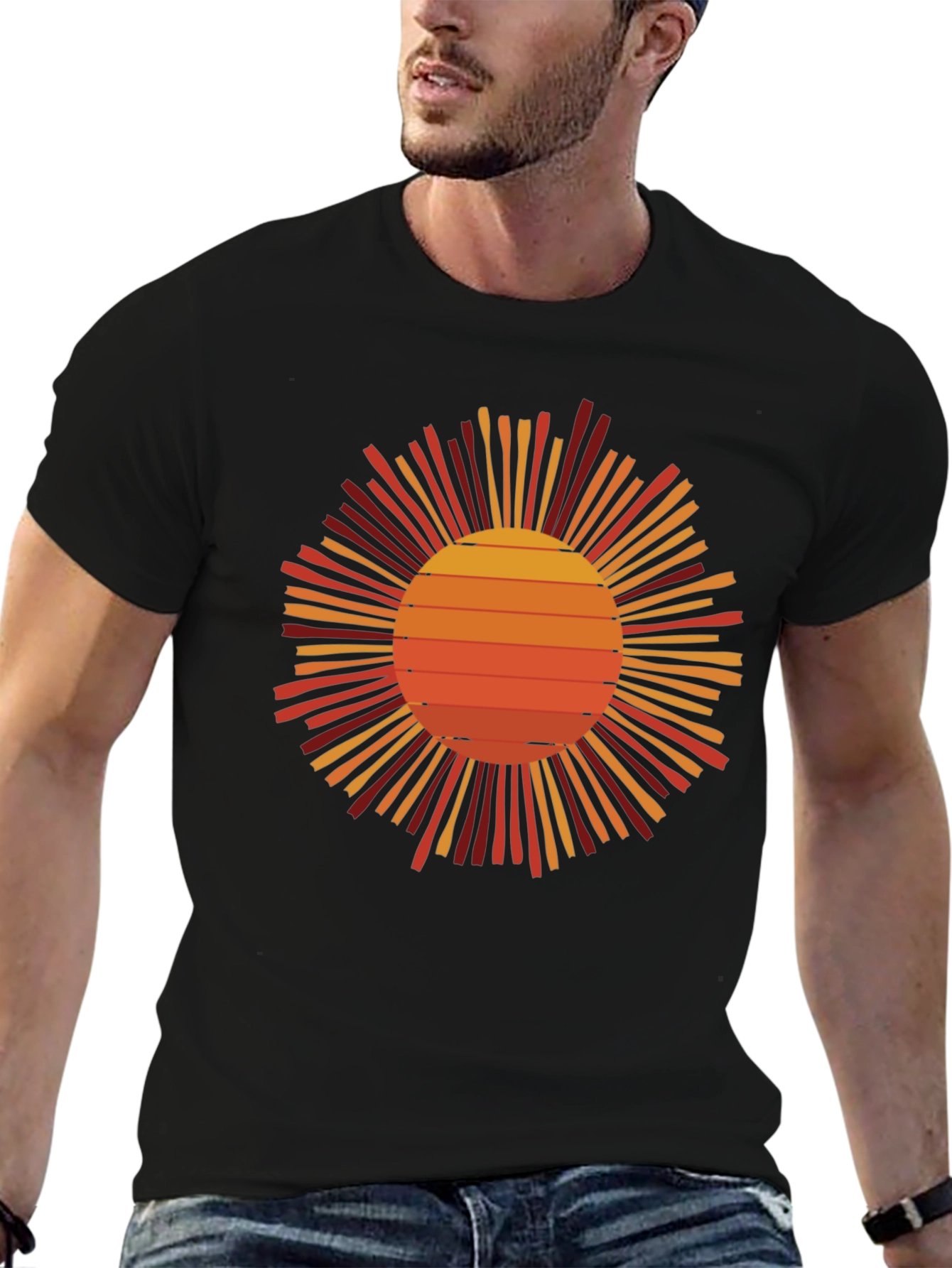 Retro Sunset Graphic Tee - Black