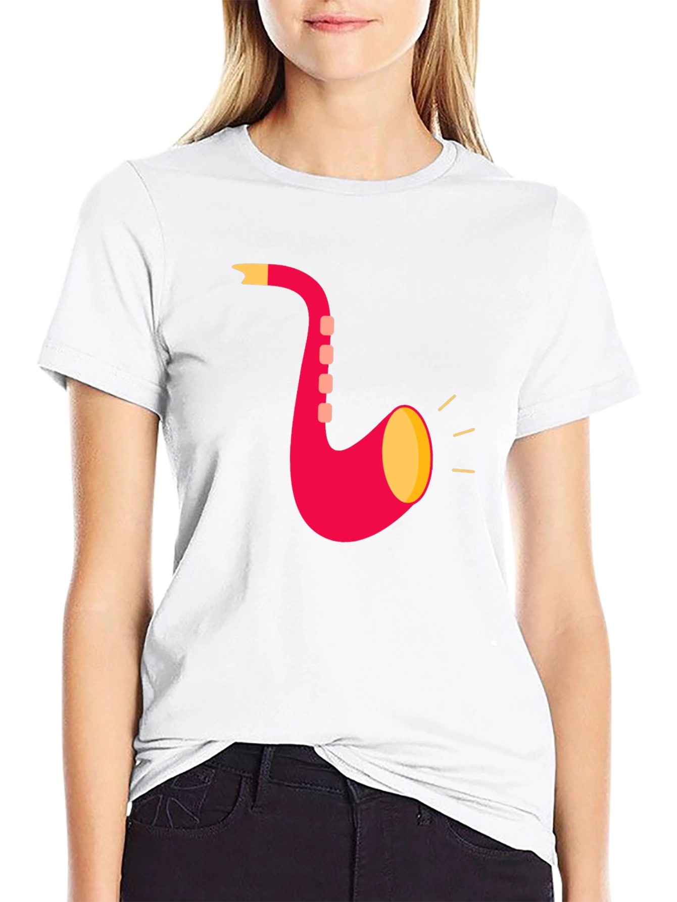 Saxophone Graphic T-Shirt - Black Cotton Tee