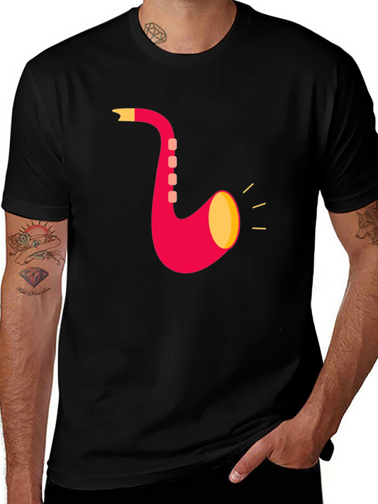 Saxophone Graphic T-Shirt - Black Cotton Tee