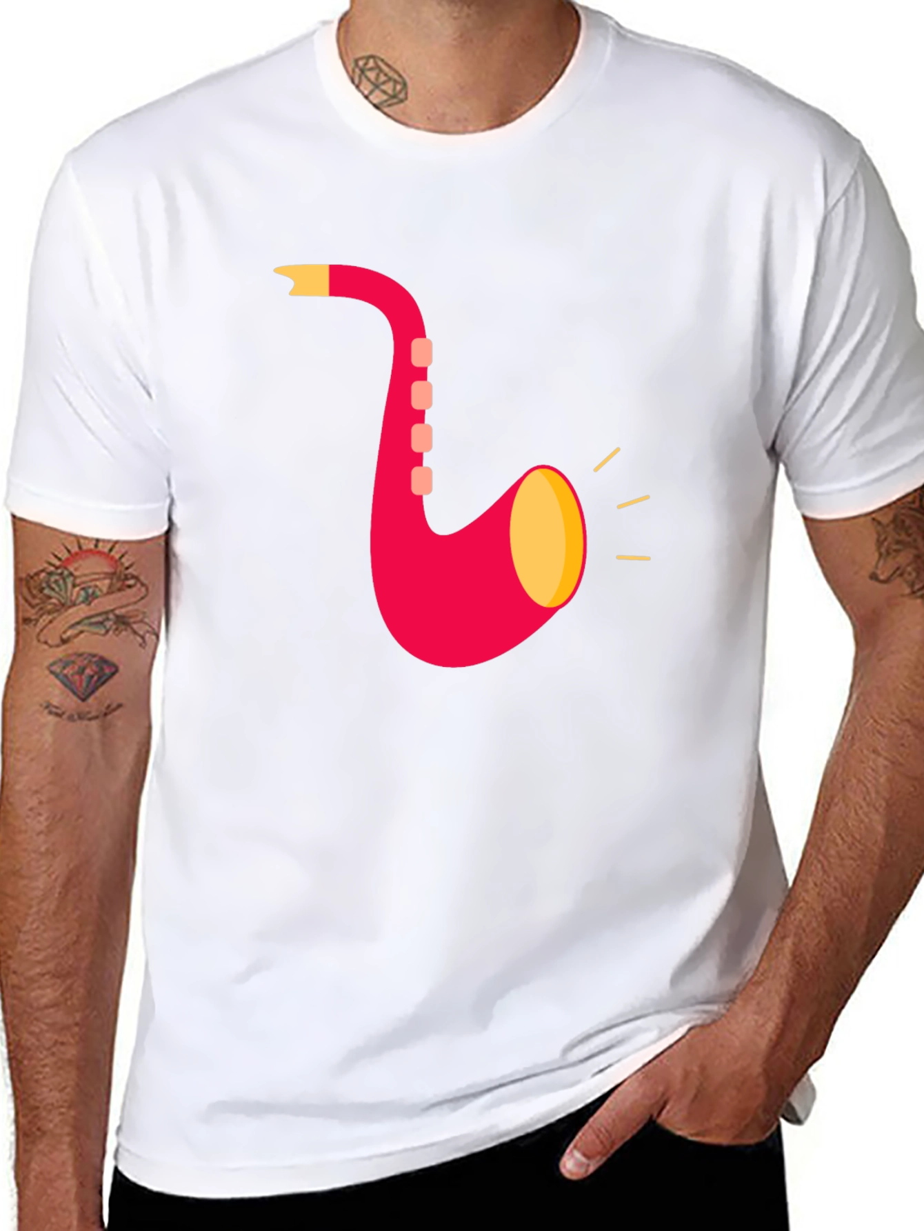 Saxophone Graphic T-Shirt - Black Cotton Tee