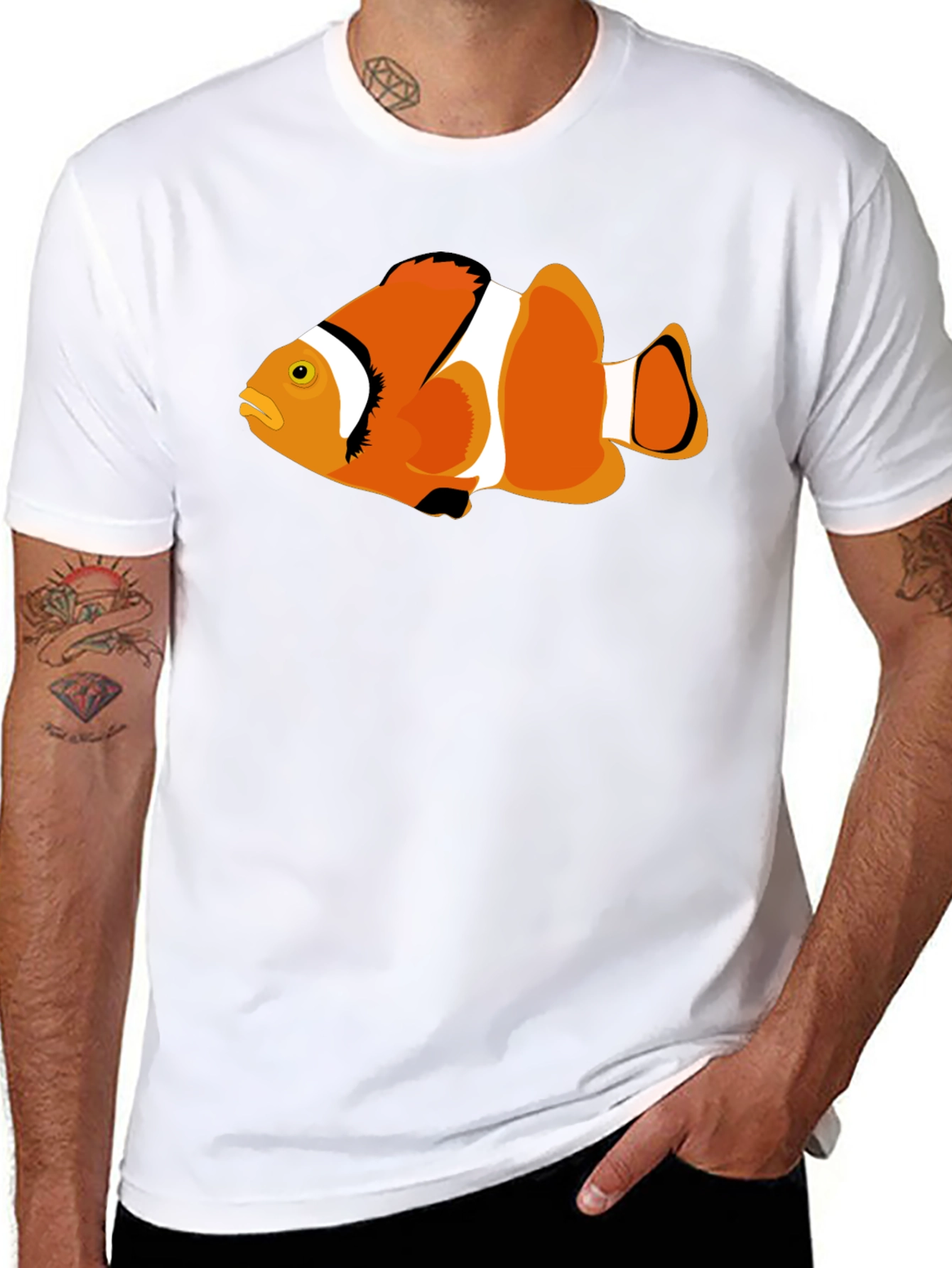 Clownfish Graphic Tee - Black Cotton T-Shirt