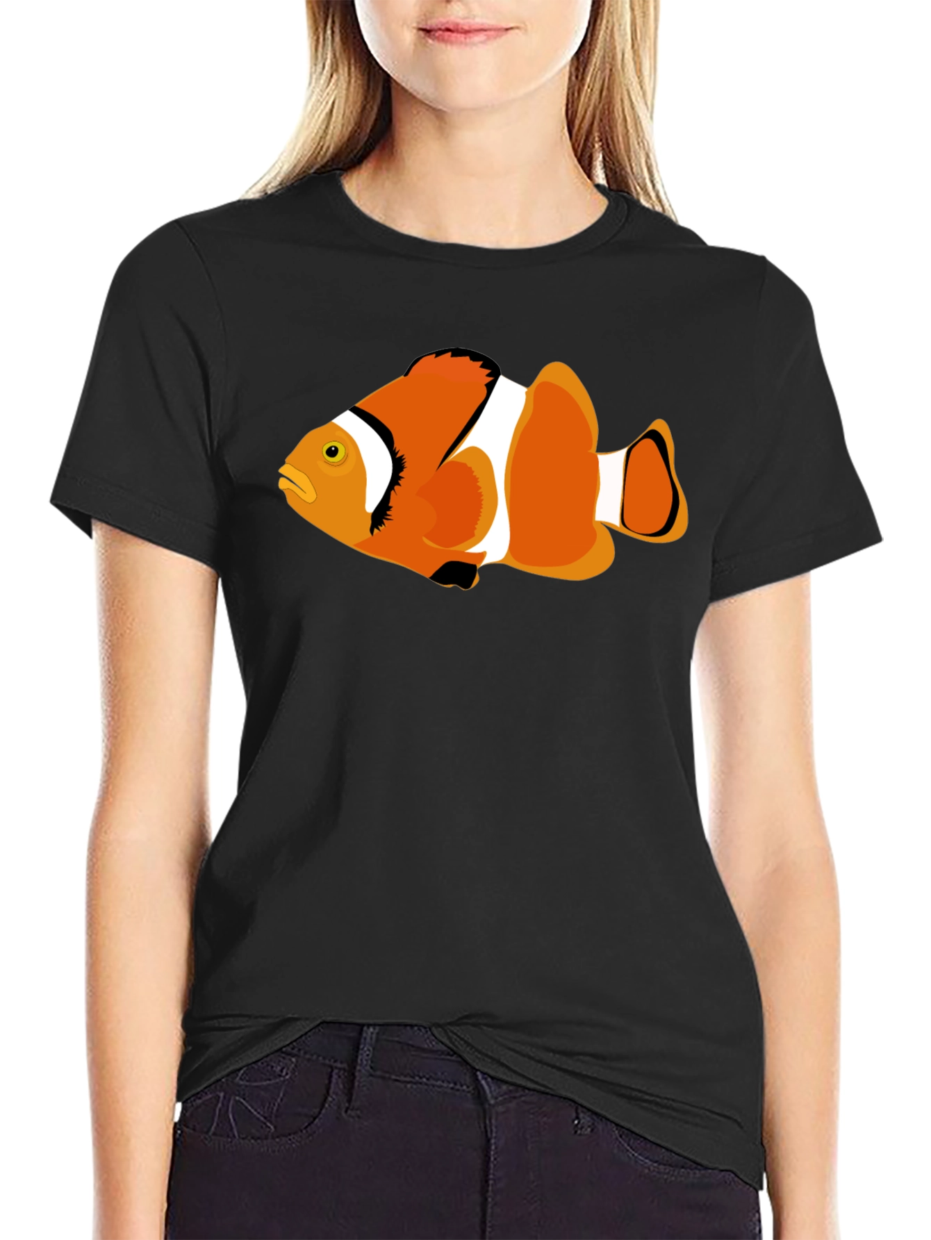Clownfish Graphic Tee - Black Cotton T-Shirt