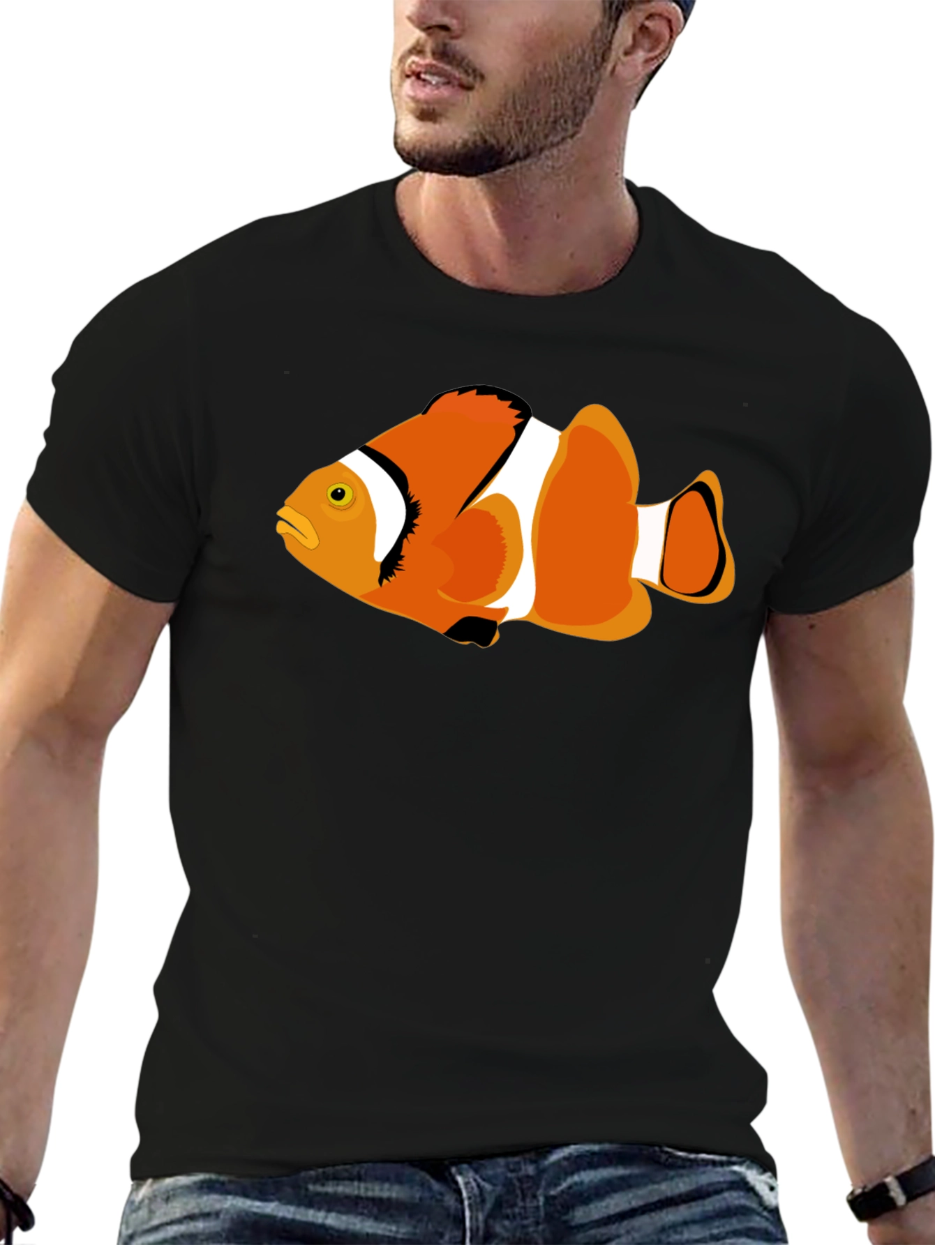 Clownfish Graphic Tee - Black Cotton T-Shirt