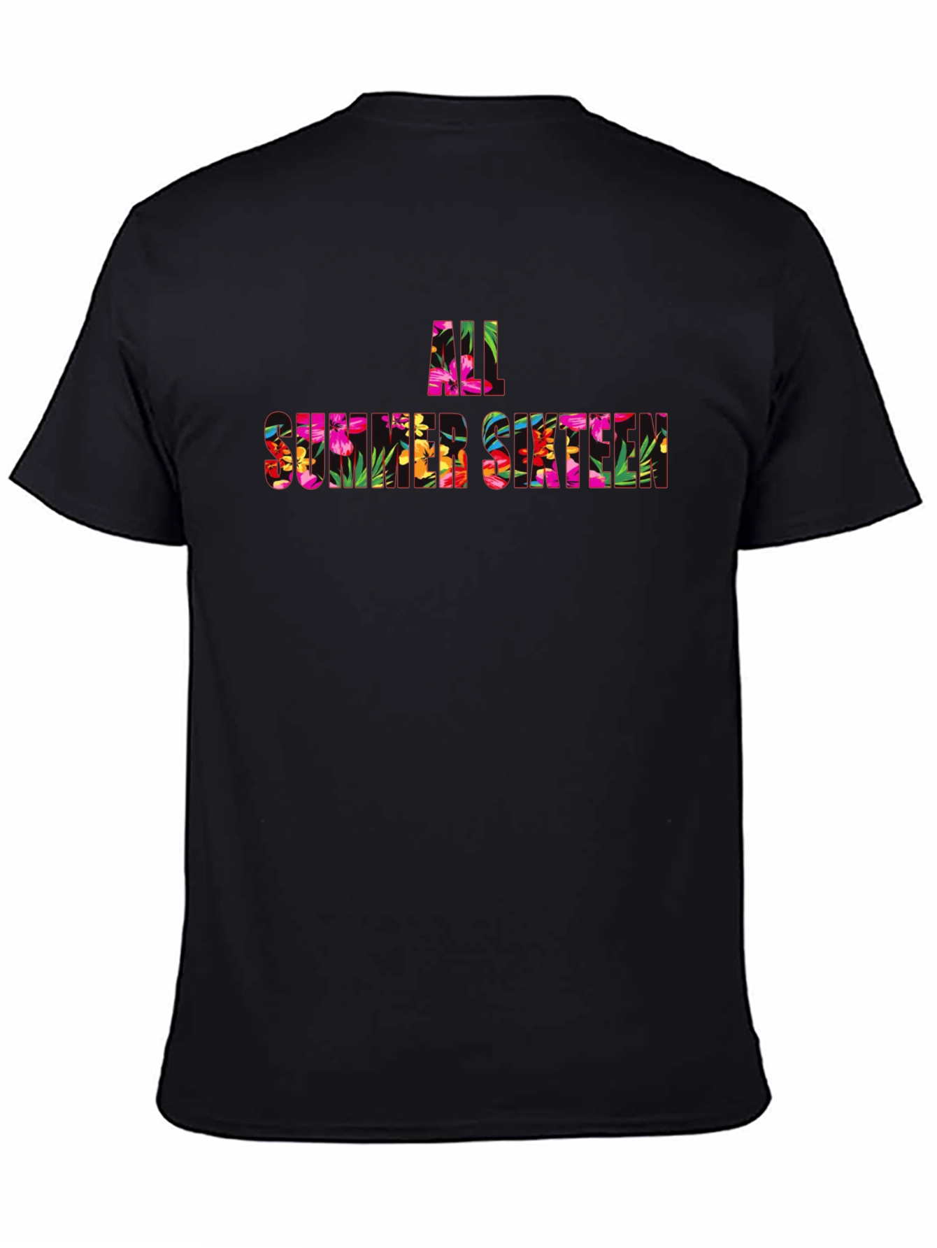 Floral All Summer Sixteen Graphic Black T-Shirt
