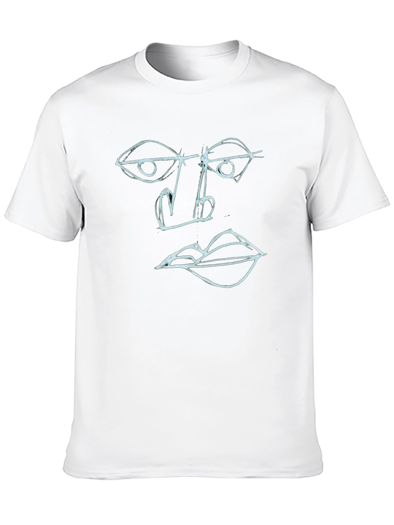 Abstract Face Art Tee - Black Cotton Graphic T-Shirt