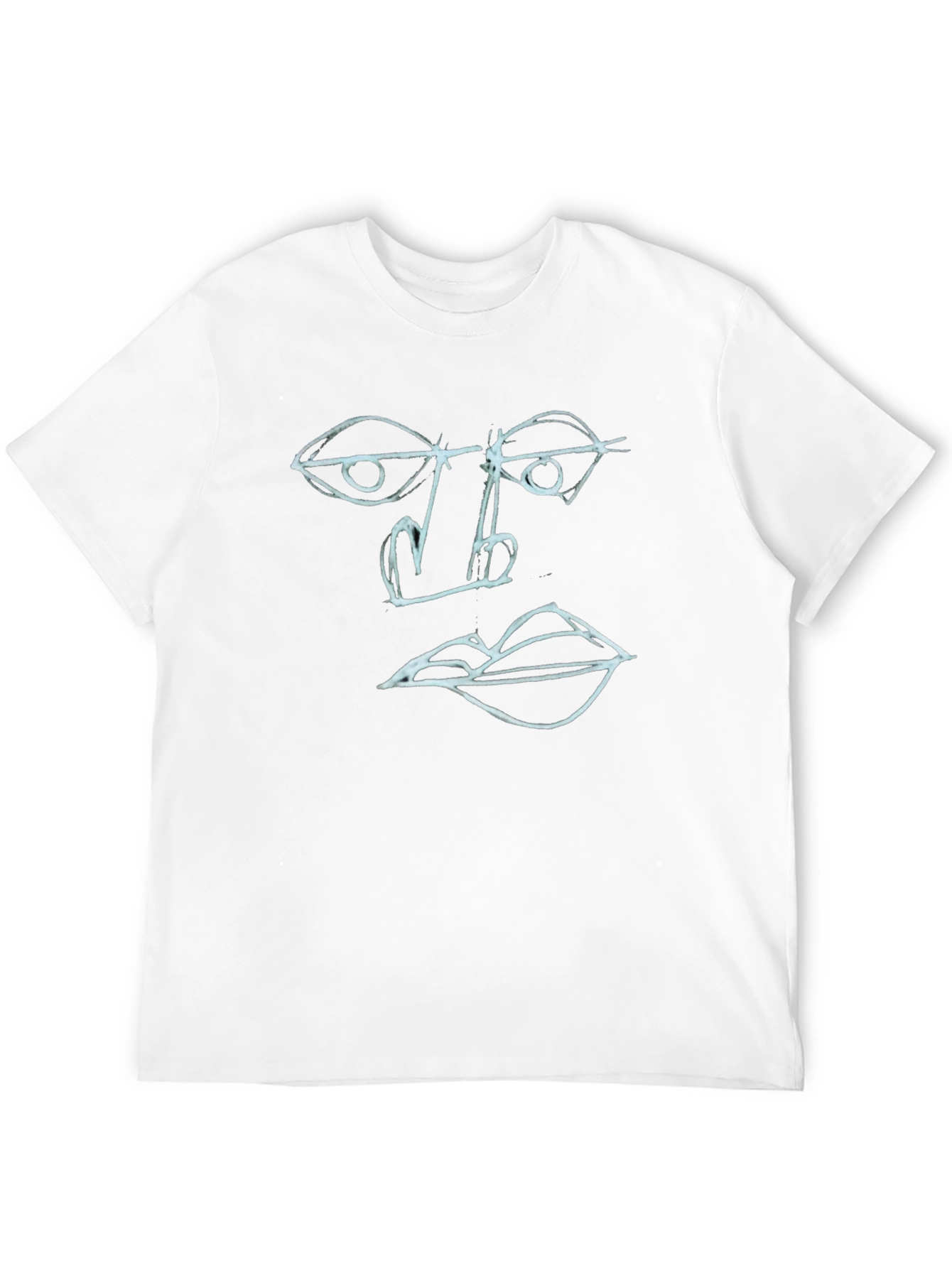 Abstract Face Art Tee - Black Cotton Graphic T-Shirt