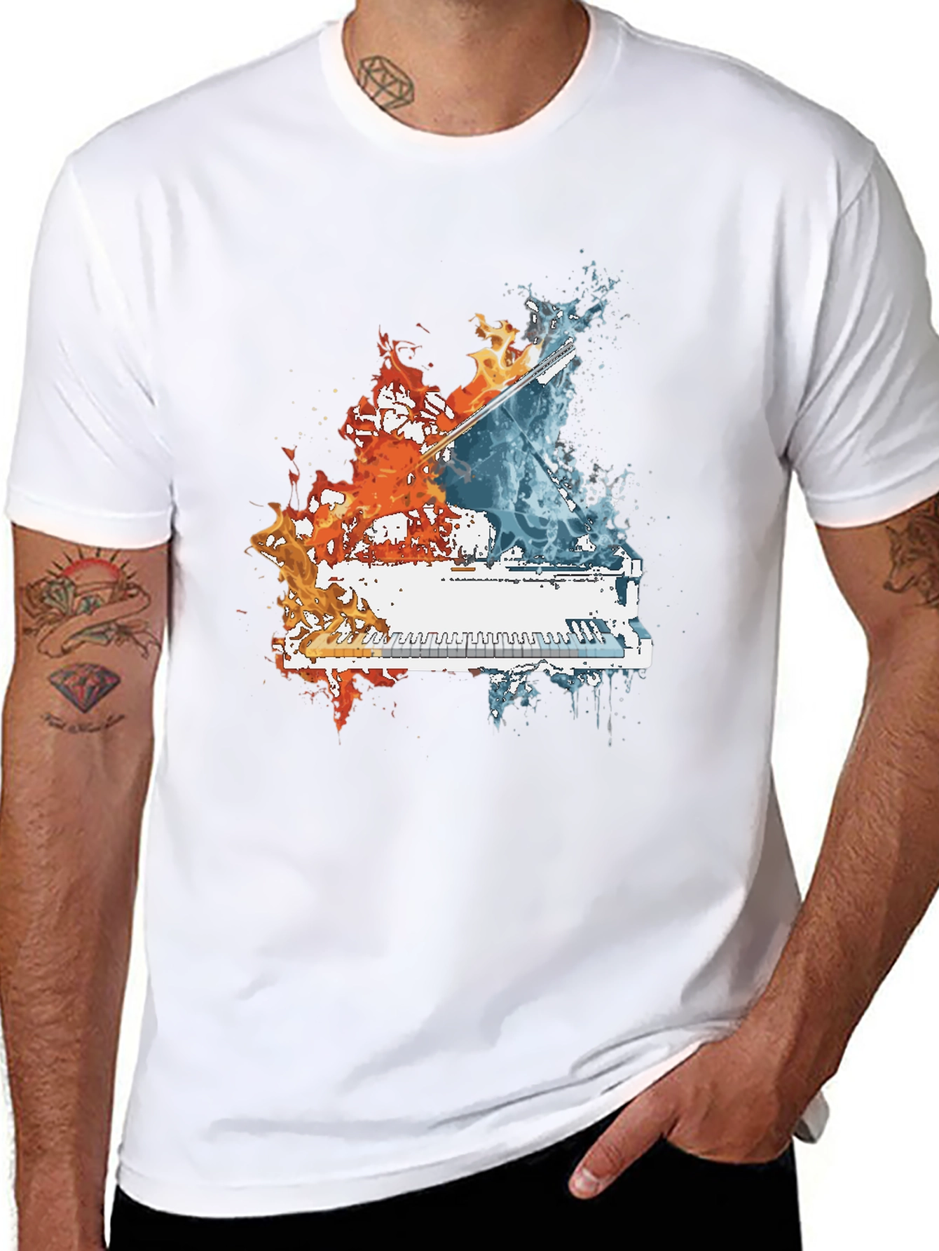 Fire and Water Piano T-Shirt