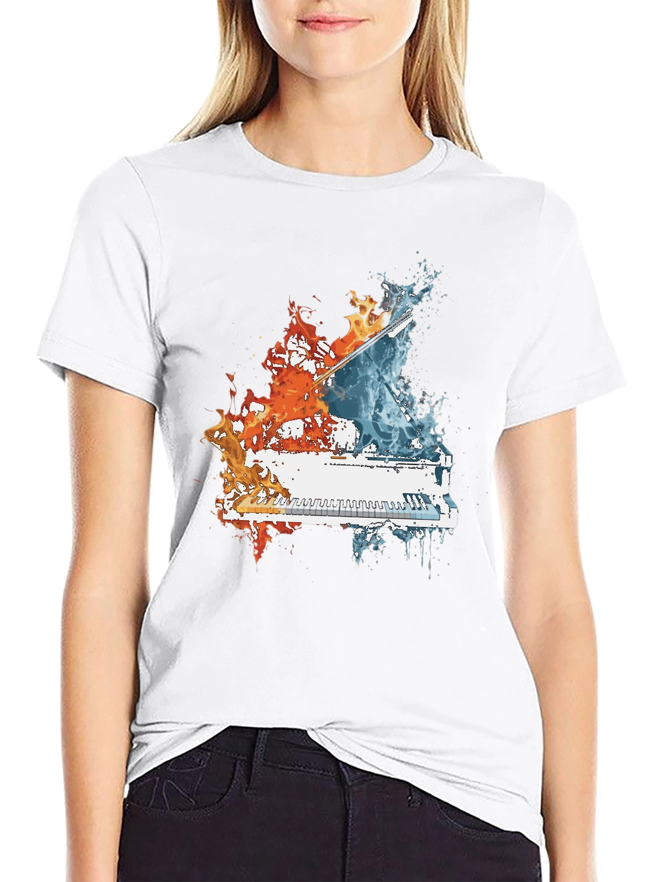 Fire and Water Piano T-Shirt
