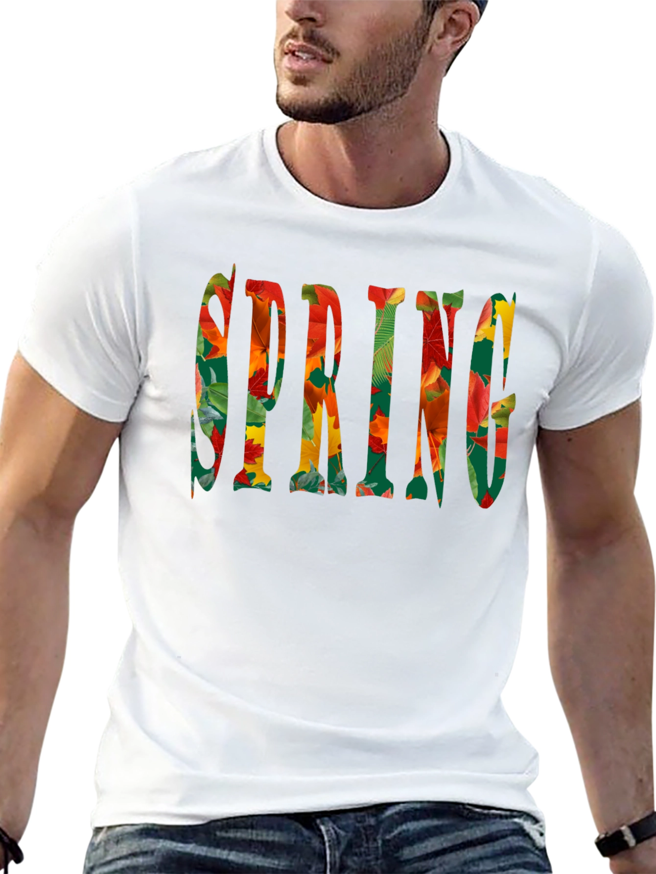 Spring Leaves T-Shirt - Mens Black Tee