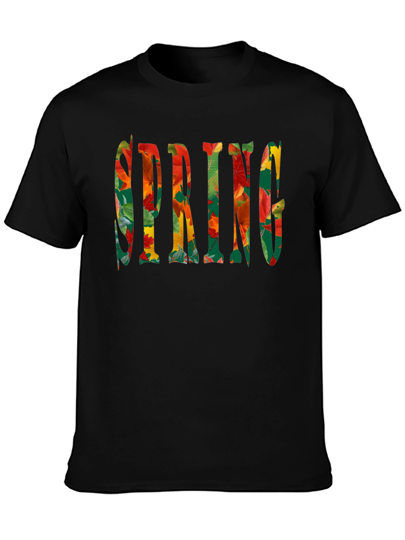 Spring Leaves T-Shirt - Mens Black Tee