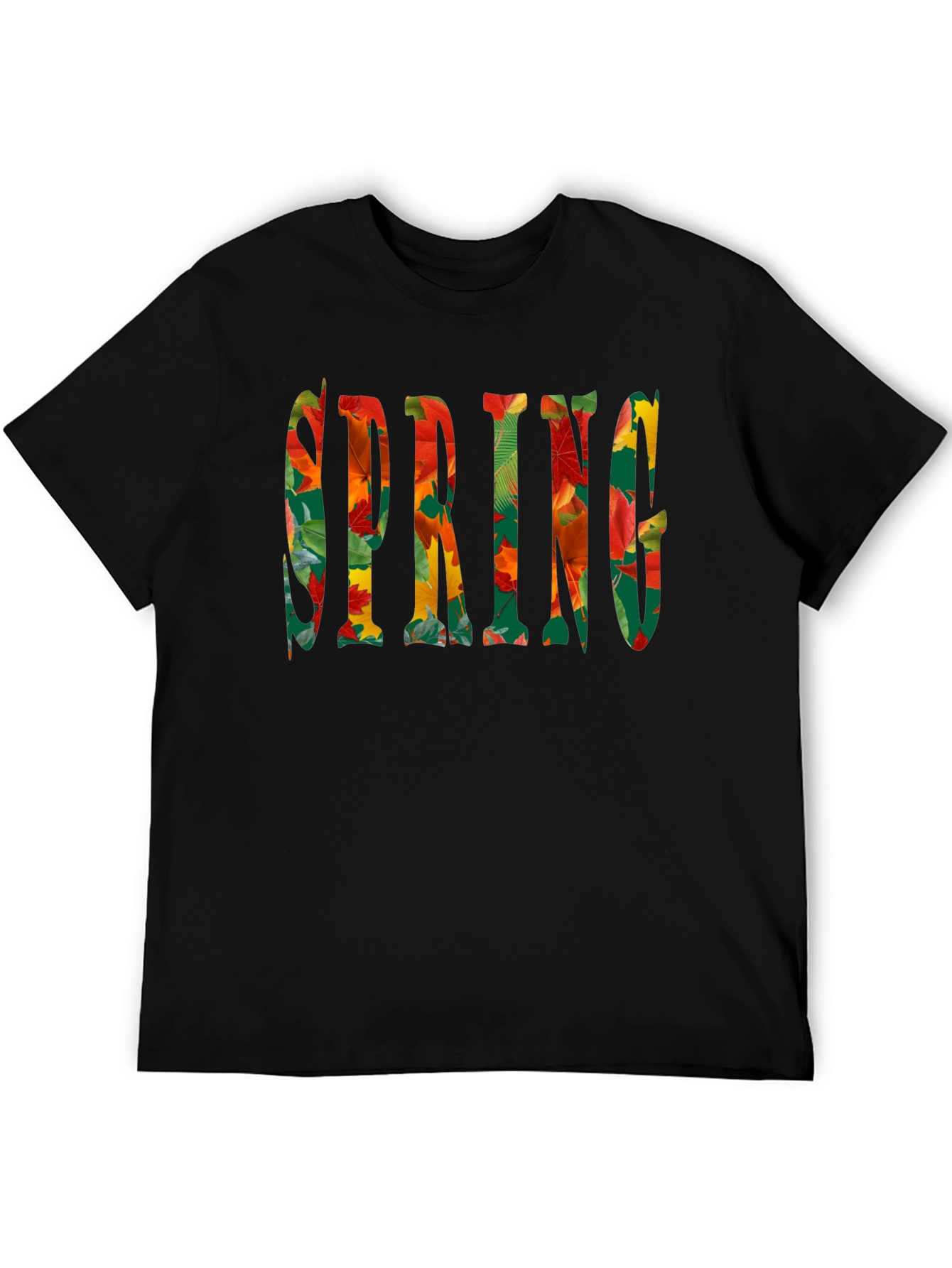 Spring Leaves T-Shirt - Mens Black Tee