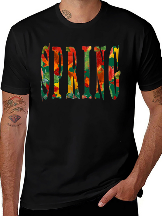 Spring Leaves T-Shirt - Mens Black Tee