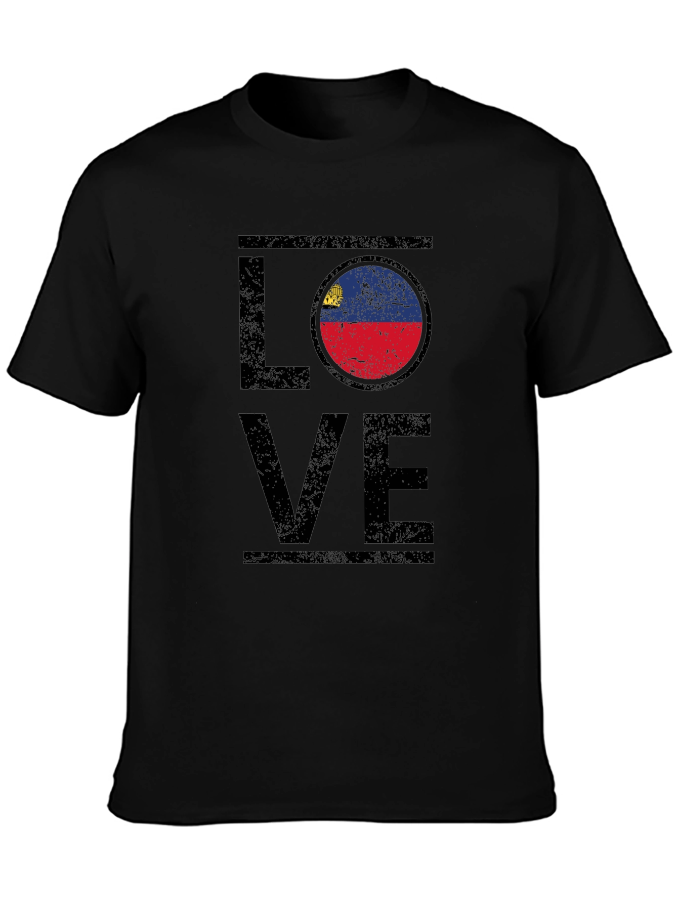 Liechtenstein Flag LOVE T-Shirt - Black Graphic Tee