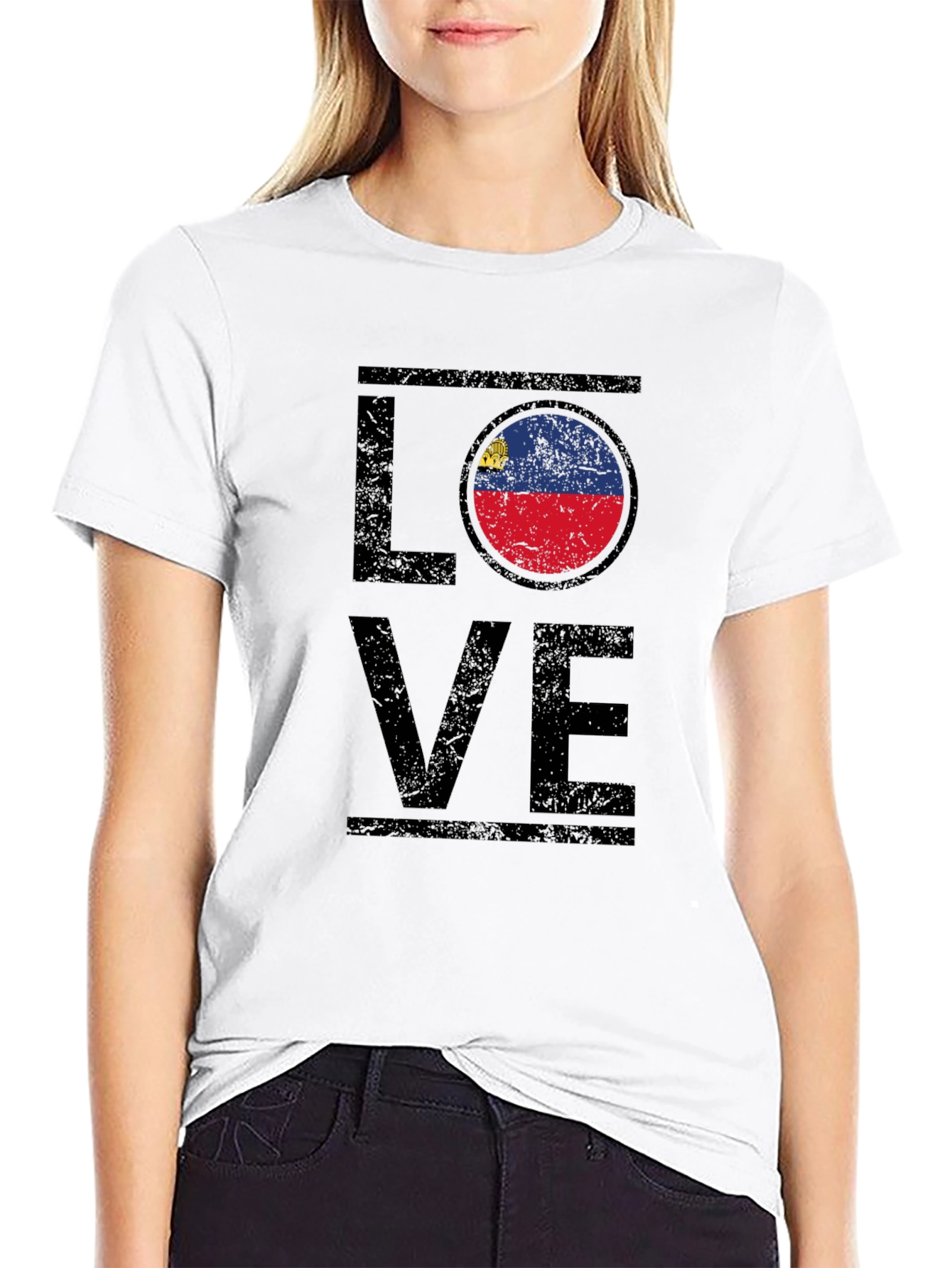Liechtenstein Flag LOVE T-Shirt - Black Graphic Tee