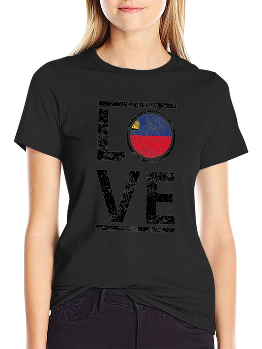 Liechtenstein Flag LOVE T-Shirt - Black Graphic Tee