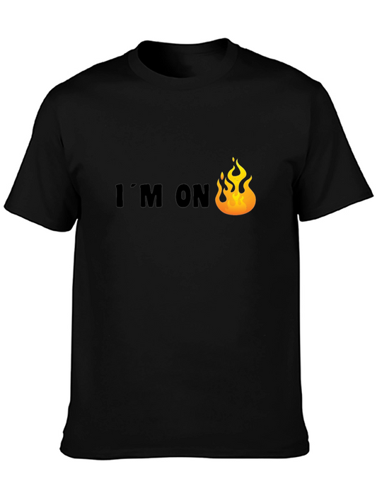 Im On Fire Graphic Tee - Black Cotton T-Shirt