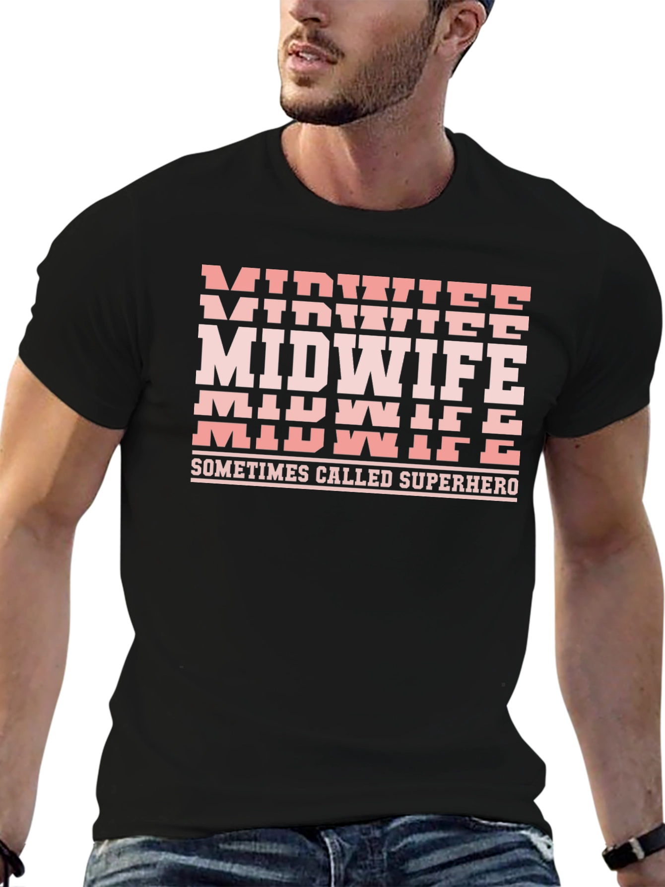 Midwife Superhero Black T-Shirt