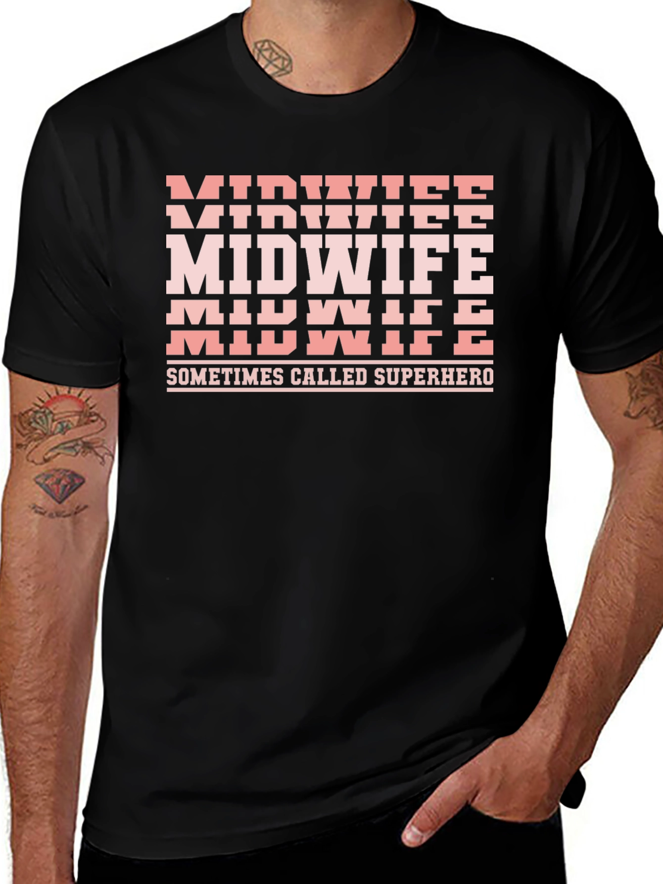 Midwife Superhero Black T-Shirt
