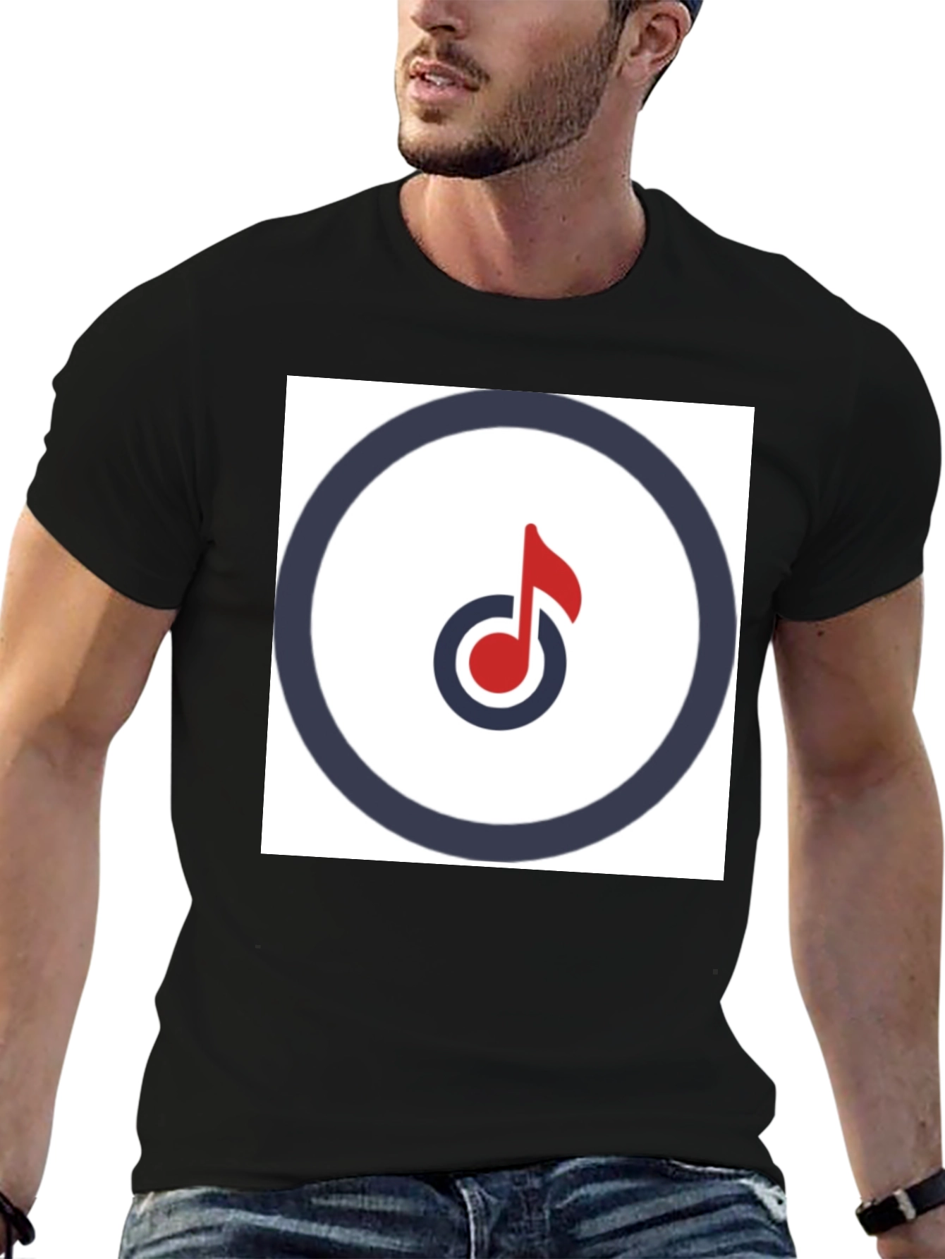 Modern Music Note Graphic Tee - Stylish Black T-Shirt