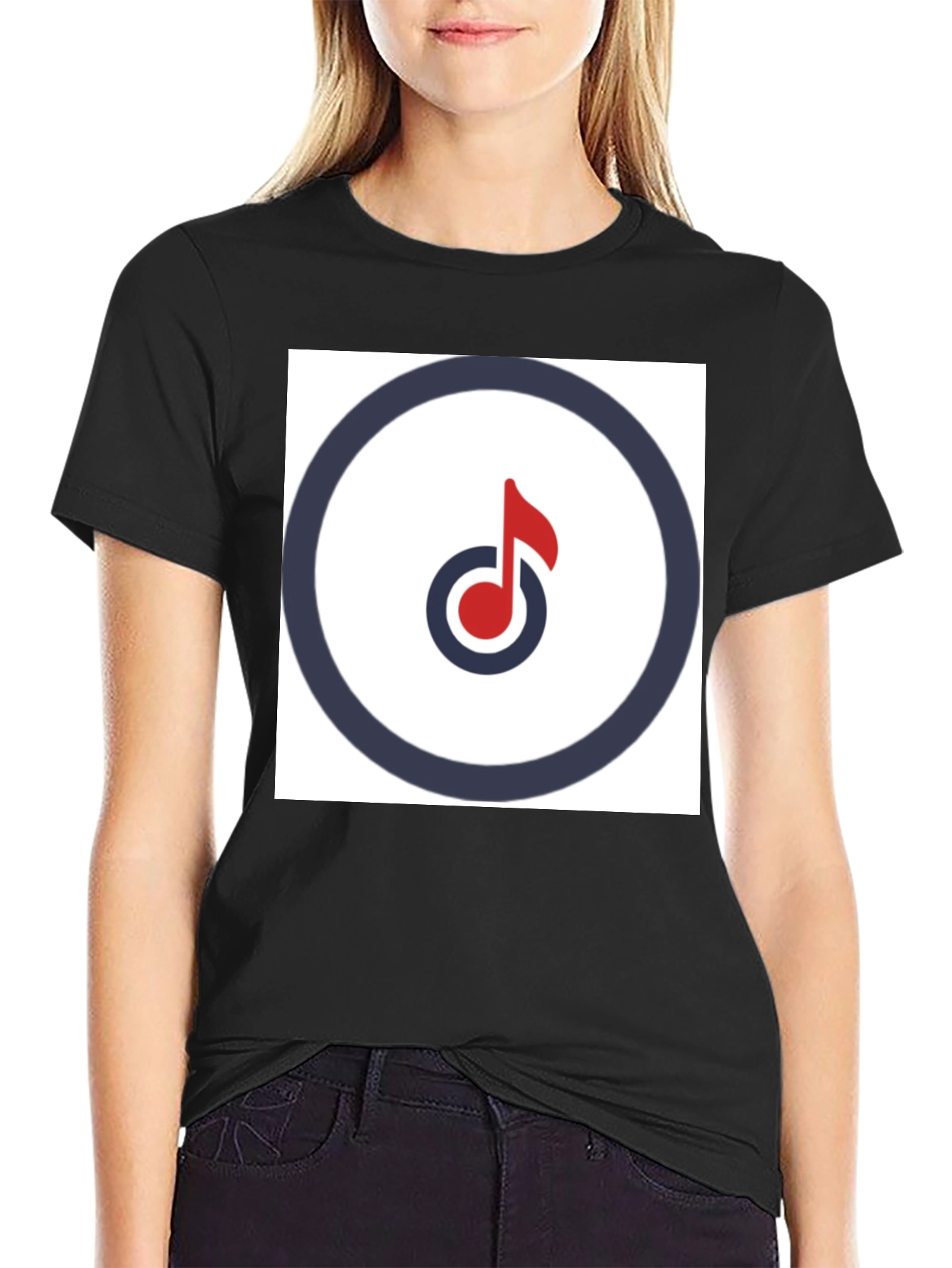 Modern Music Note Graphic Tee - Stylish Black T-Shirt